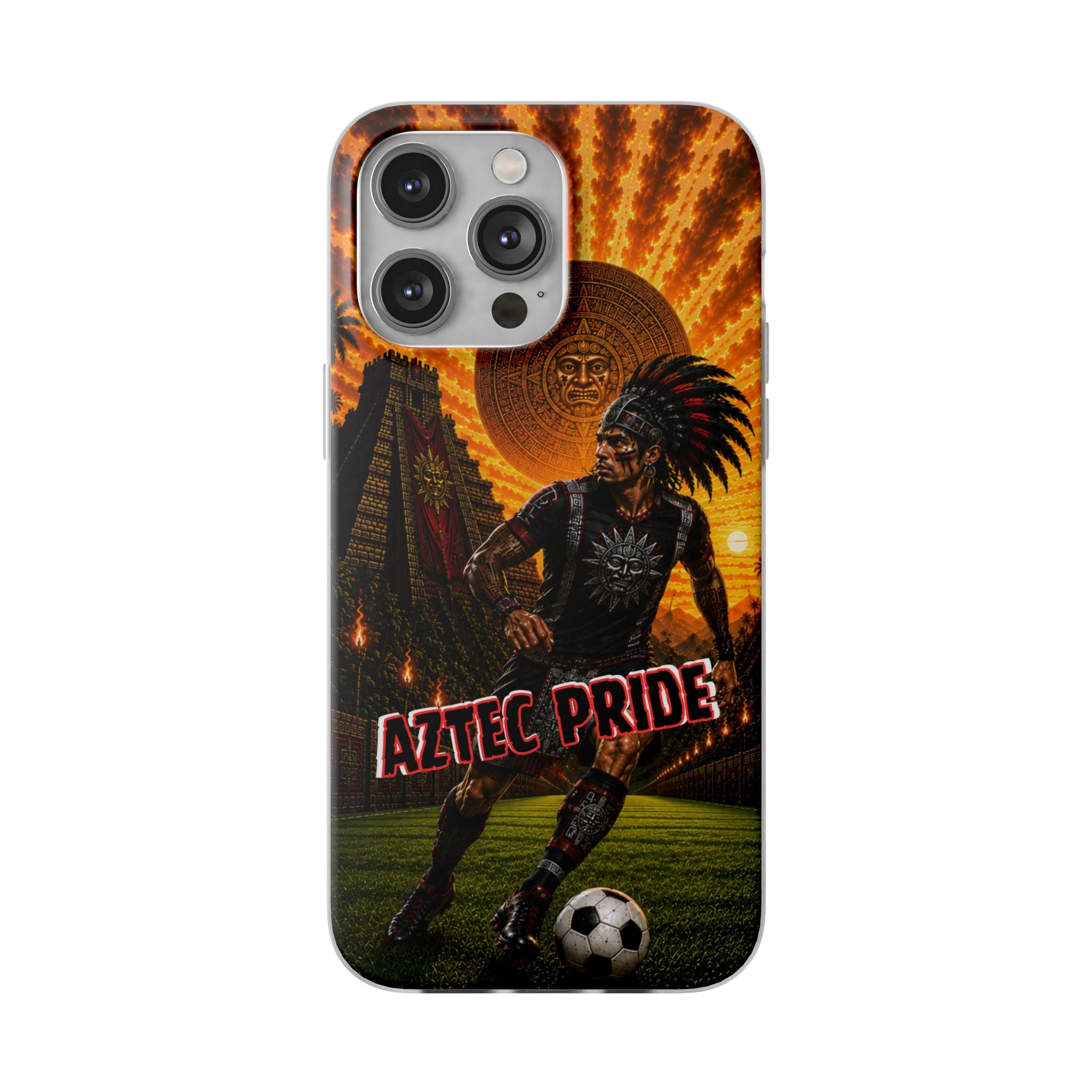 Aztec Soccer Male Warrior – Flexi Phone Case (iPhone & Samsung • Clear TPU • Made & Shipped in the USA • 🚚 FREE USA Shipping • Personalized Option)