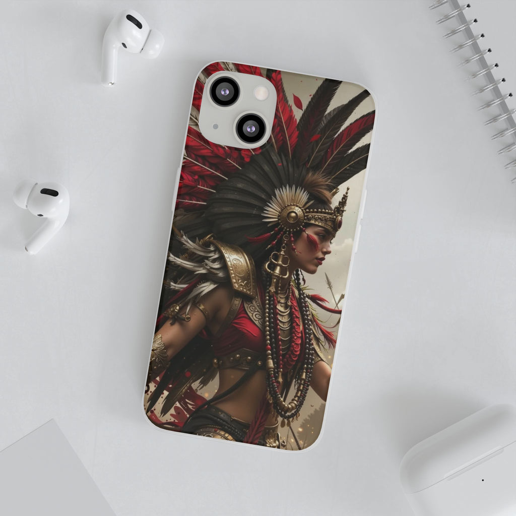 Aztec Warrior Queen – Flexi Phone Case (iPhone & Samsung • Clear TPU • Made in USA • Personalized Option)