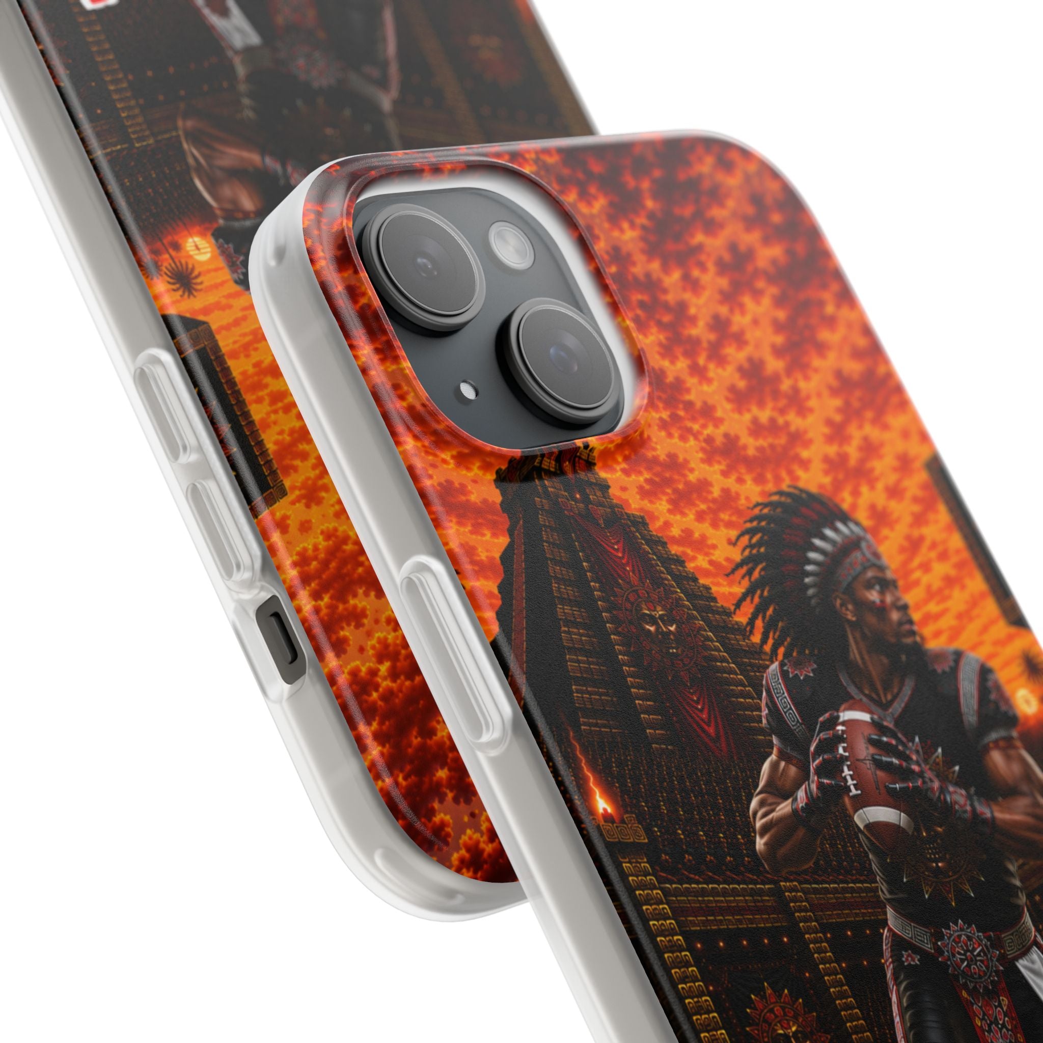 Aztec Football Warrior – Flexi Phone Case (iPhone & Samsung • Clear TPU • Made & Shipped in the USA • 🚚 FREE USA Shipping • Personalized Option)