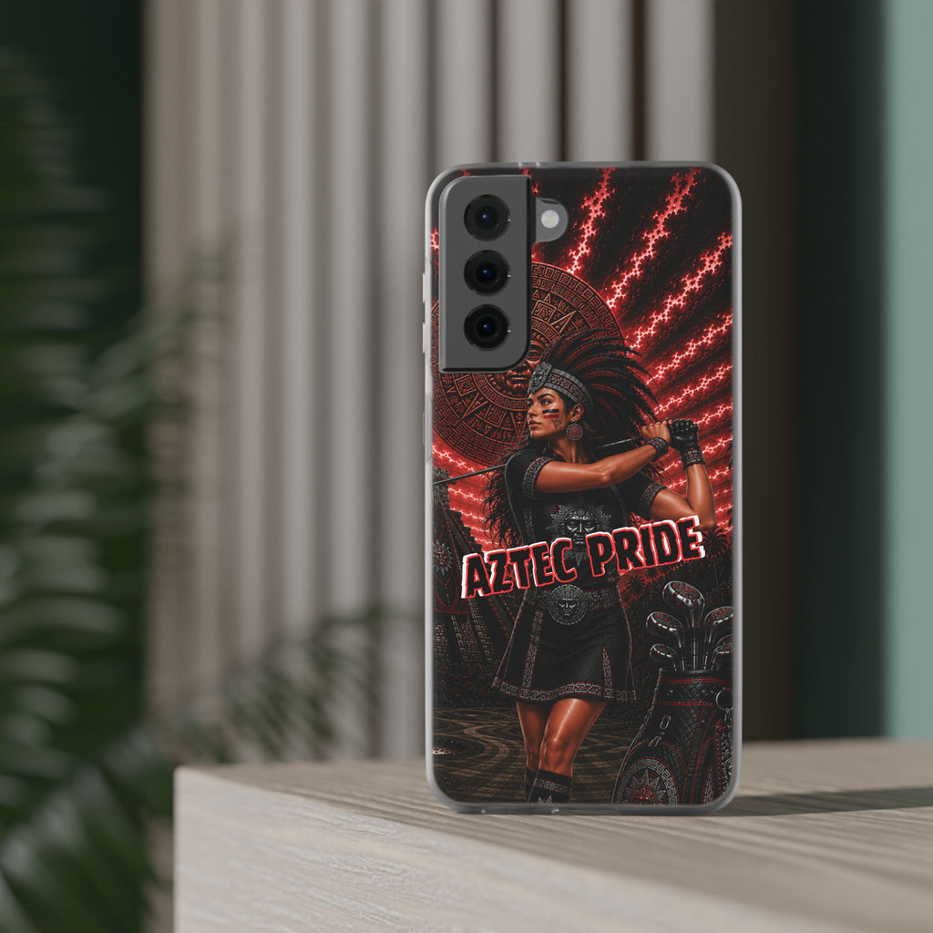 Aztec Golf Female Warrior – Flexi Phone Case (iPhone & Samsung • Clear TPU • Made & Shipped in the USA • 🚚 FREE USA Shipping • Personalized Option)