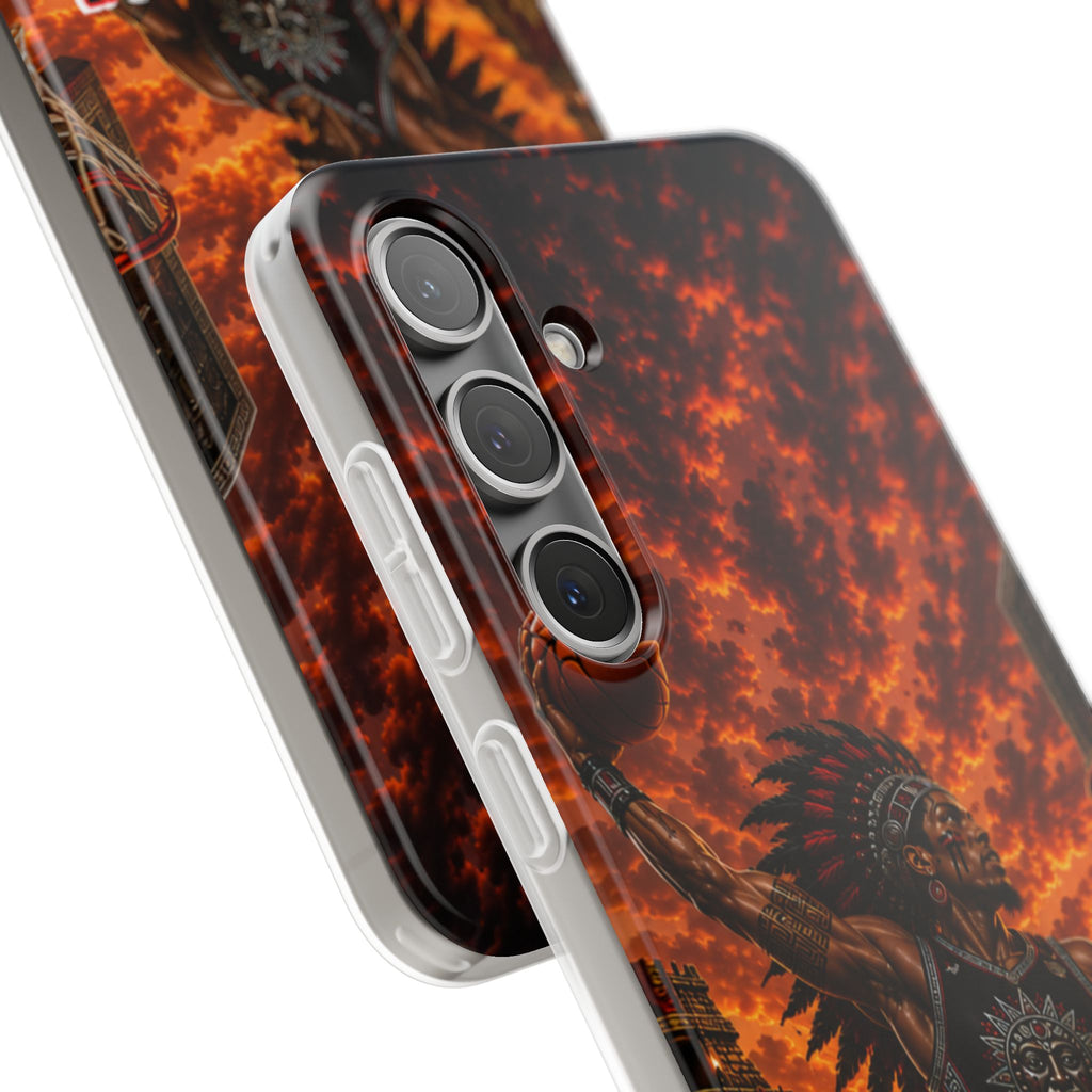 Aztec Basketball Male Warrior – Flexi Phone Case (iPhone & Samsung • Clear TPU • Made & Shipped in the USA • 🚚 FREE USA Shipping • Personalized Option)