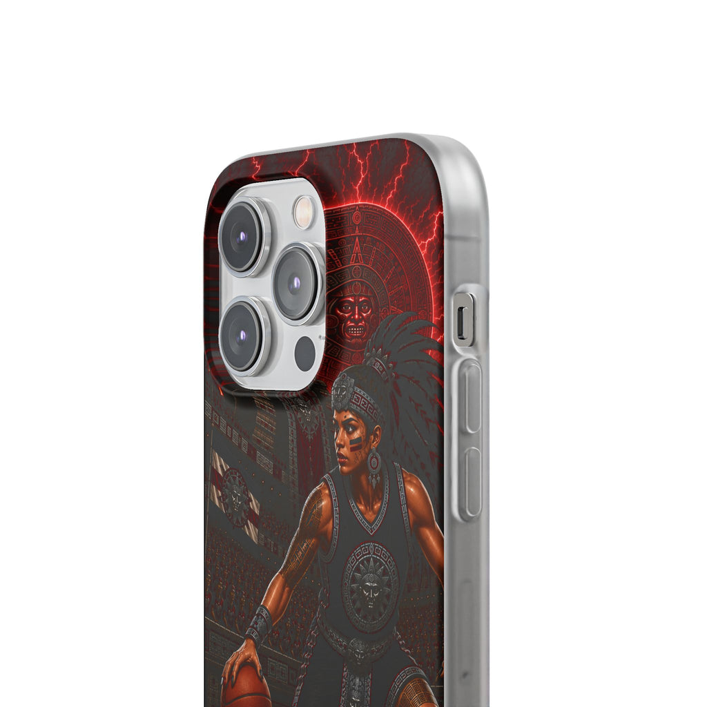 Aztec Basketball Female Warrior – Flexi Phone Case (iPhone & Samsung • Clear TPU • Made & Shipped in the USA • 🚚 FREE USA Shipping • Personalized Option)