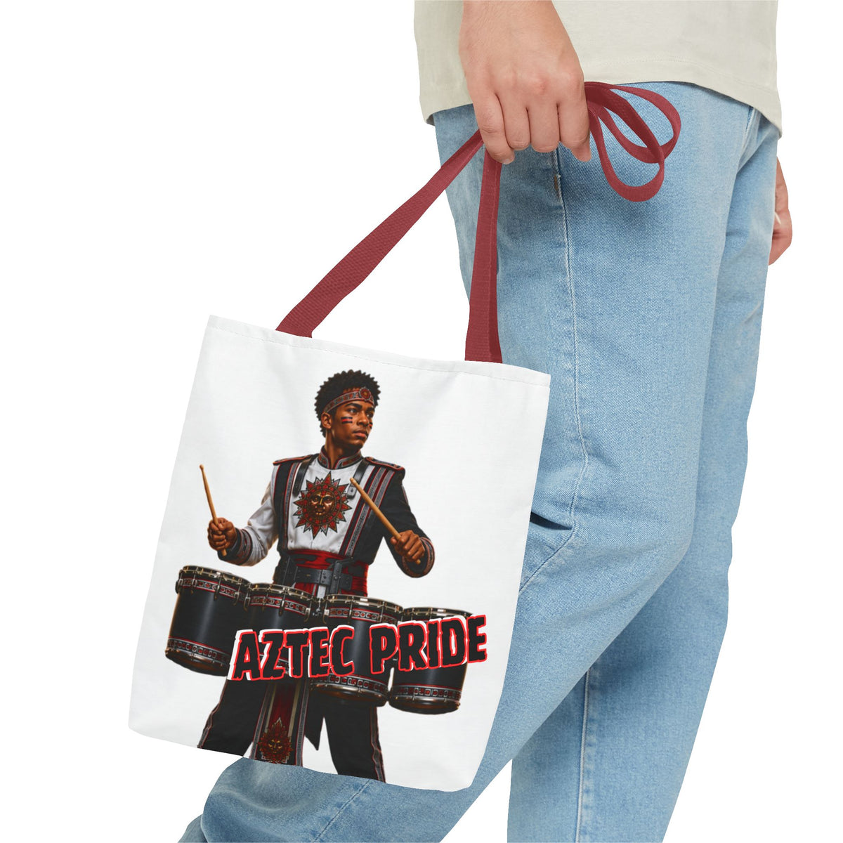 Aztec Band Warrior Tote Bag | Aztec-Inspired AI Art • Made & Shipped in the USA • 🚚 FREE USA Shipping • FREE Personalization