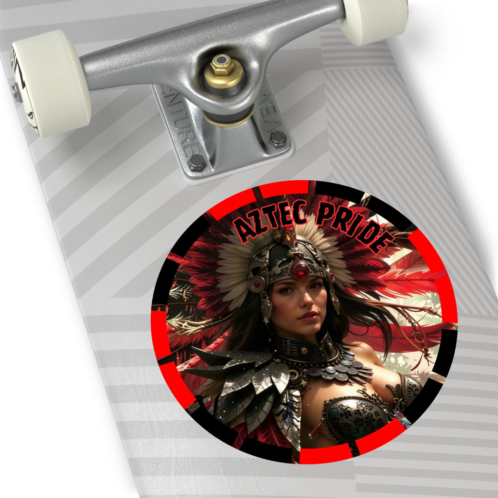 Aztec Blood Feather Goddess Round Vinyl Sticker – Waterproof Matte Decal (2”–6”)