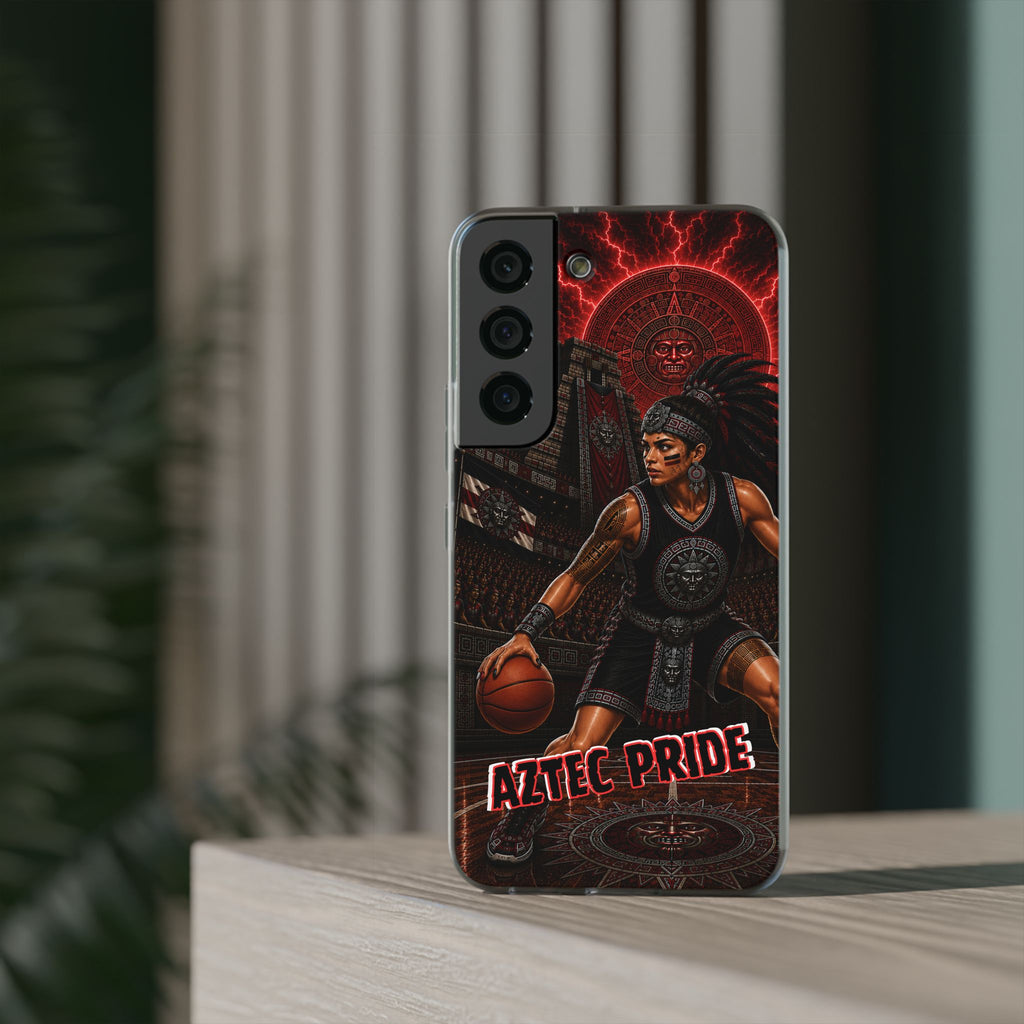 Aztec Basketball Female Warrior – Flexi Phone Case (iPhone & Samsung • Clear TPU • Made & Shipped in the USA • 🚚 FREE USA Shipping • Personalized Option)