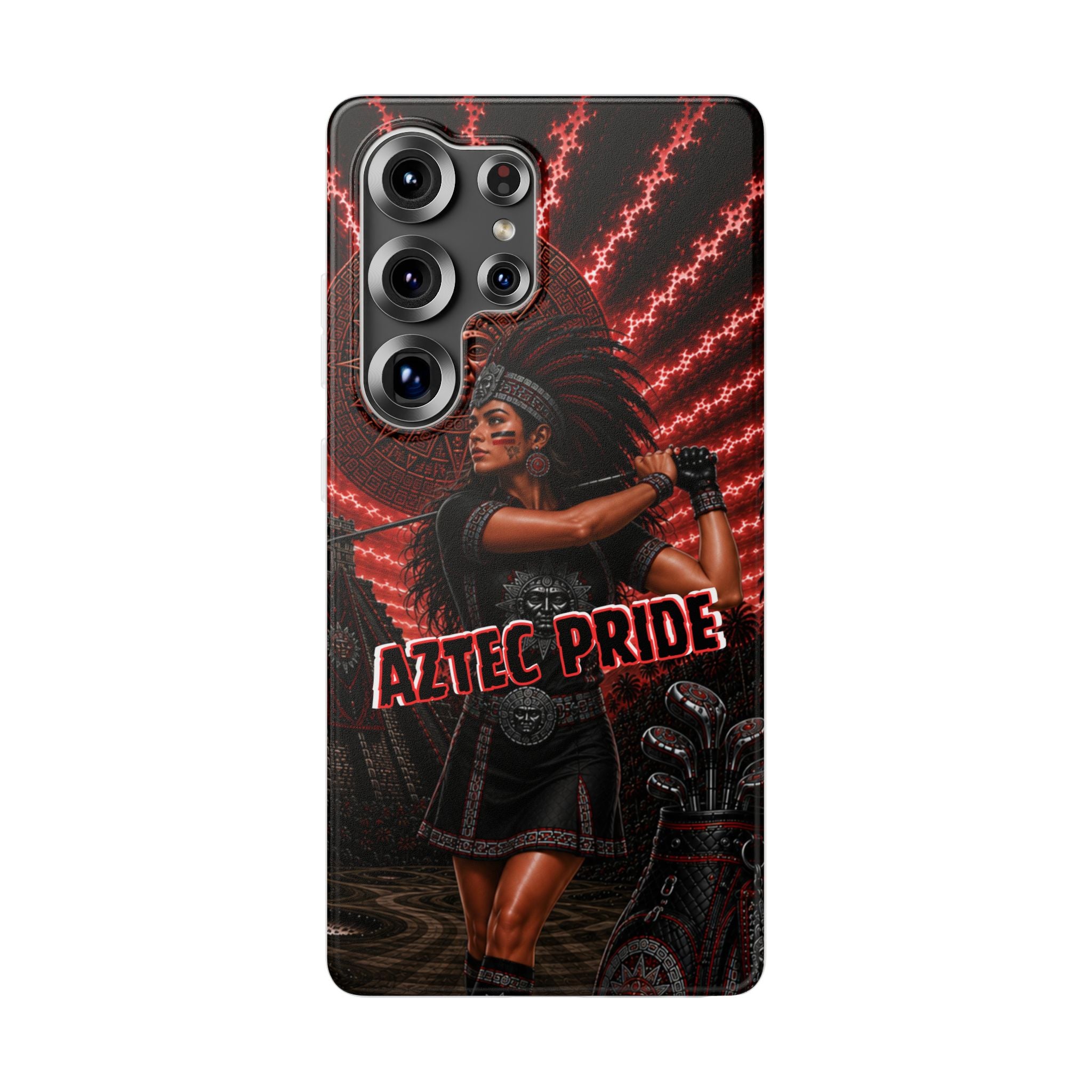 Aztec Golf Female Warrior – Flexi Phone Case (iPhone & Samsung • Clear TPU • Made & Shipped in the USA • 🚚 FREE USA Shipping • Personalized Option)