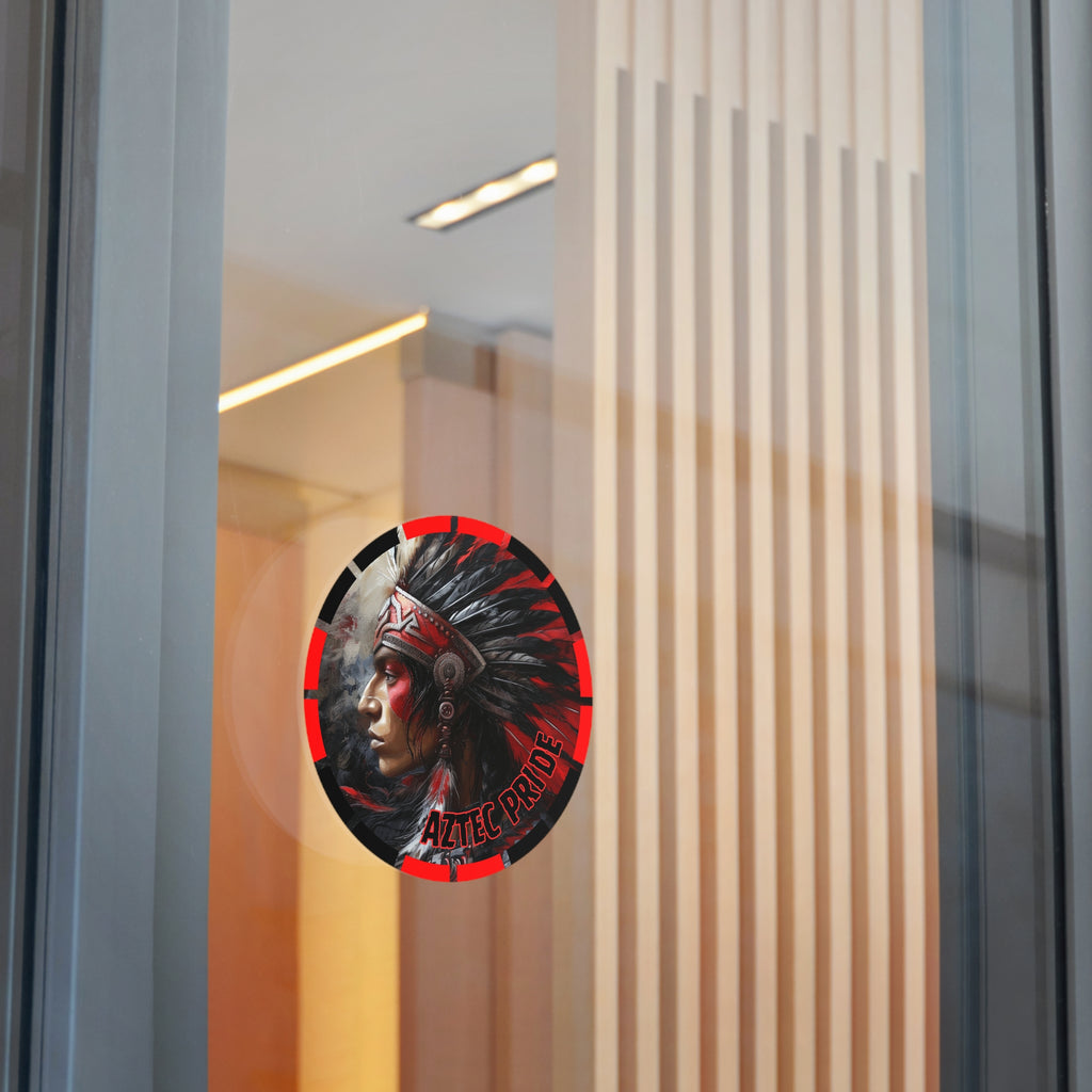 Aztec Silent Warrior Round Vinyl Sticker – Waterproof Matte Decal (2”–6”)