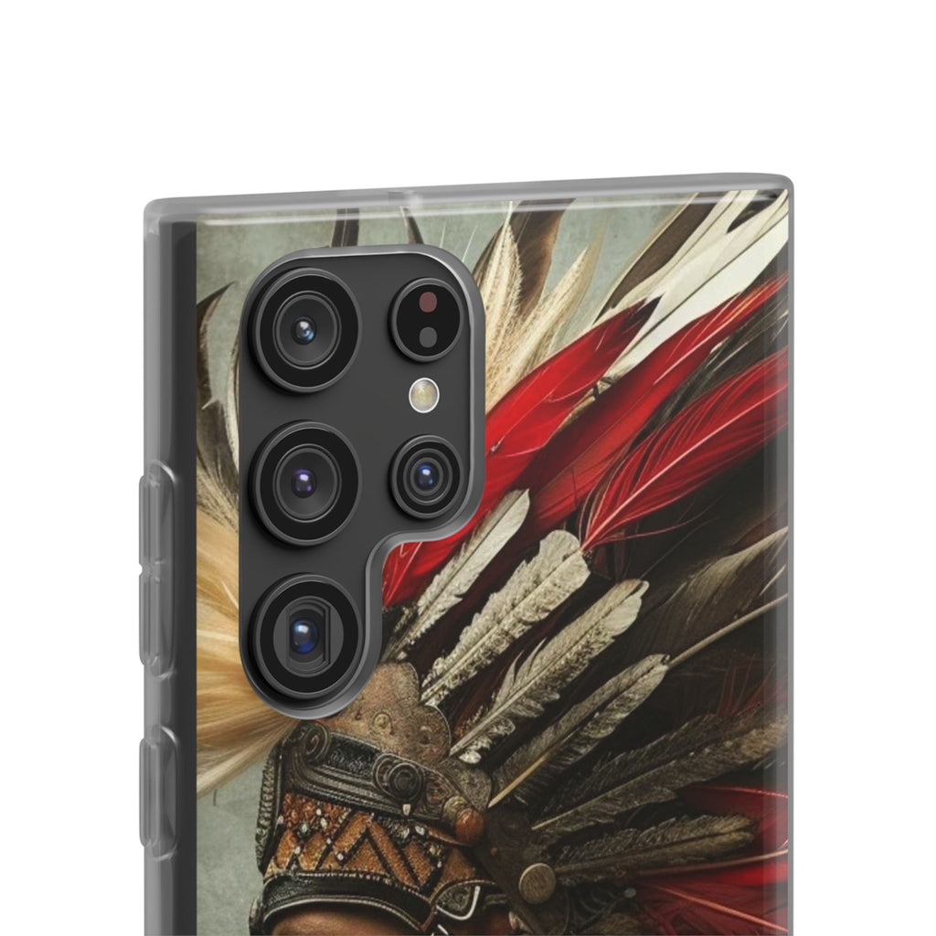 Aztec Storm Warrior – Flexi Phone Case (iPhone & Samsung • Clear TPU • Made in USA • Personalized Option)