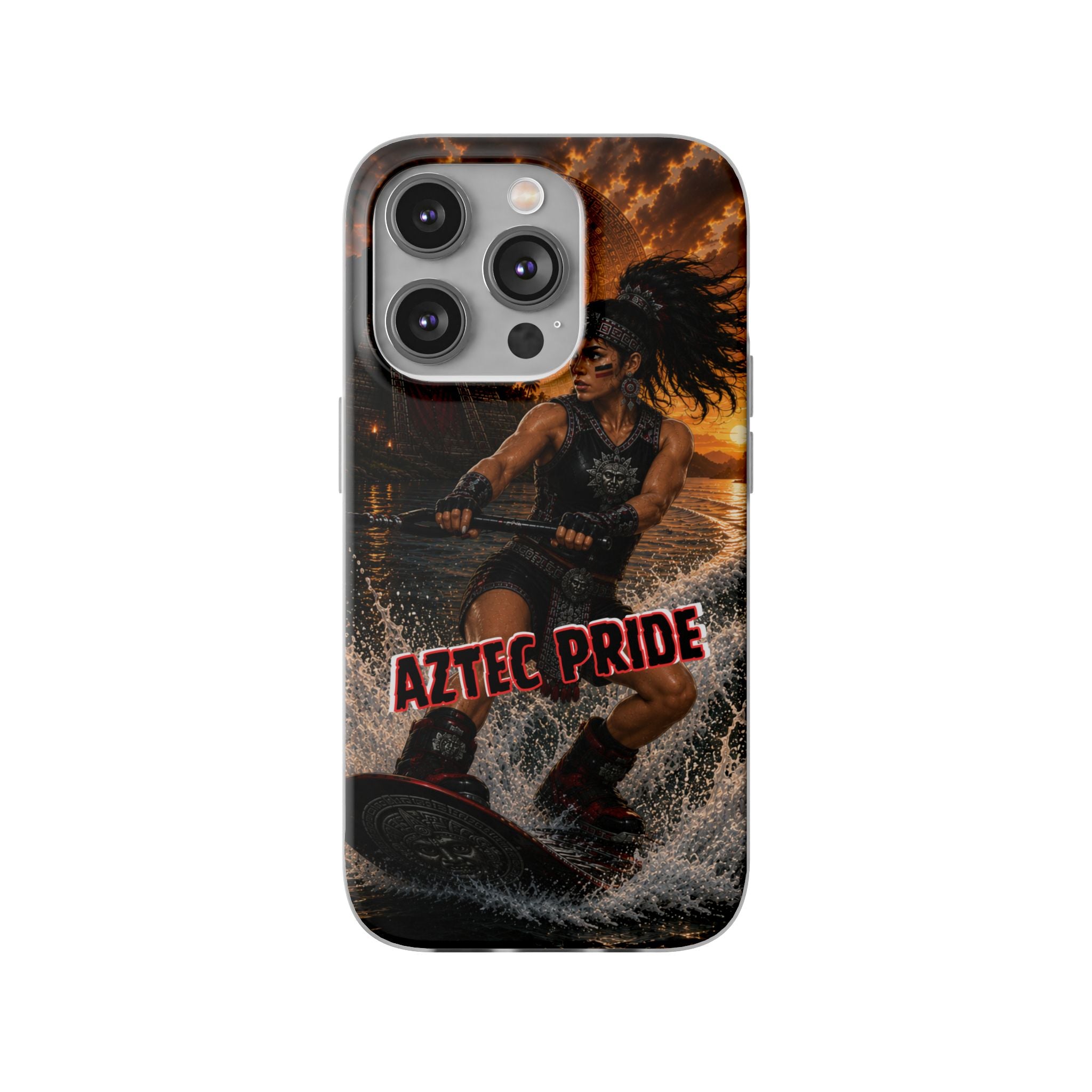 Aztec Wakeboard Female Warrior – Flexi Phone Case (iPhone & Samsung • Clear TPU • Made & Shipped in the USA • 🚚 FREE USA Shipping • Personalized Option)