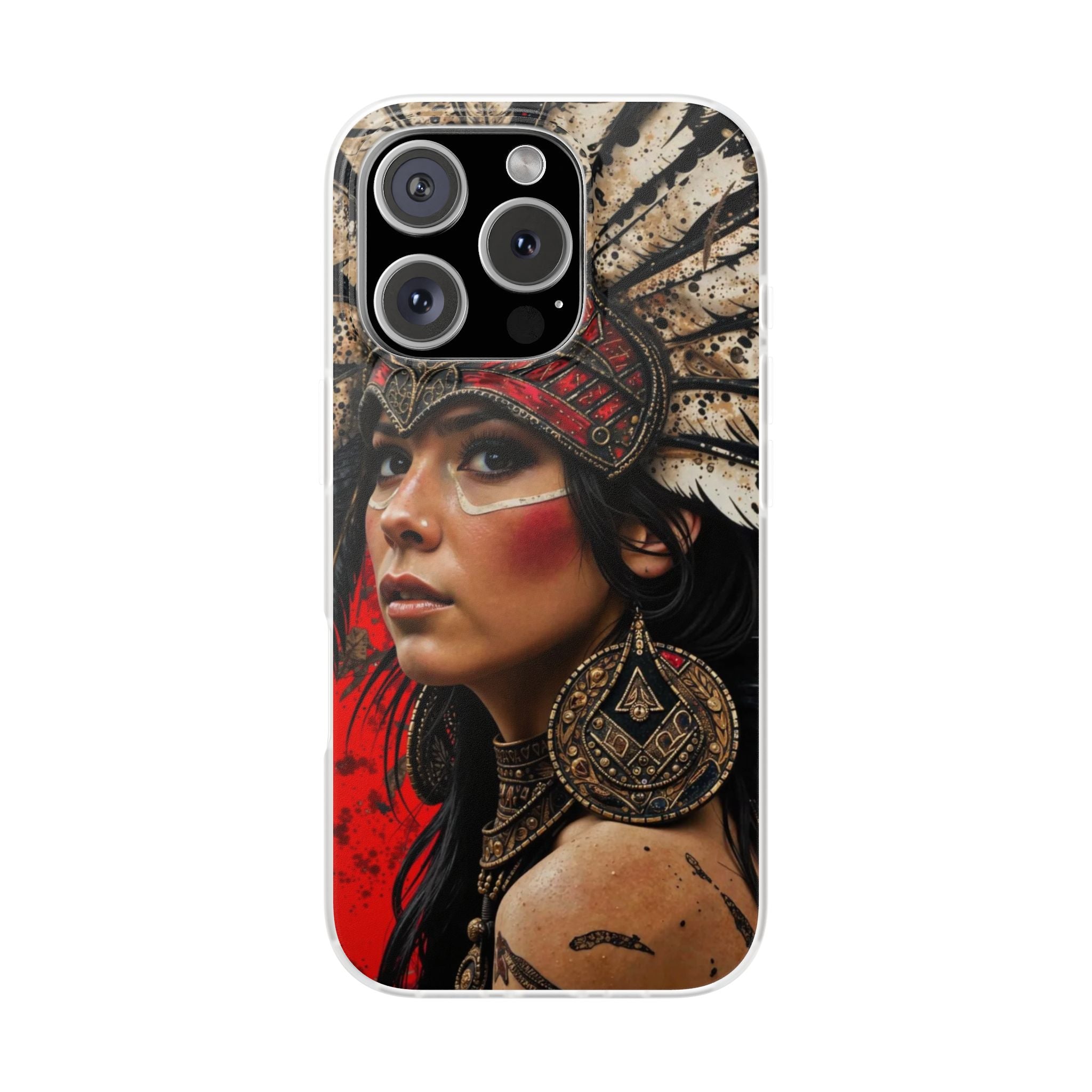 Aztec Moon Goddess – Flexi Phone Case (iPhone & Samsung • Clear TPU • Made in USA • Personalized Option)