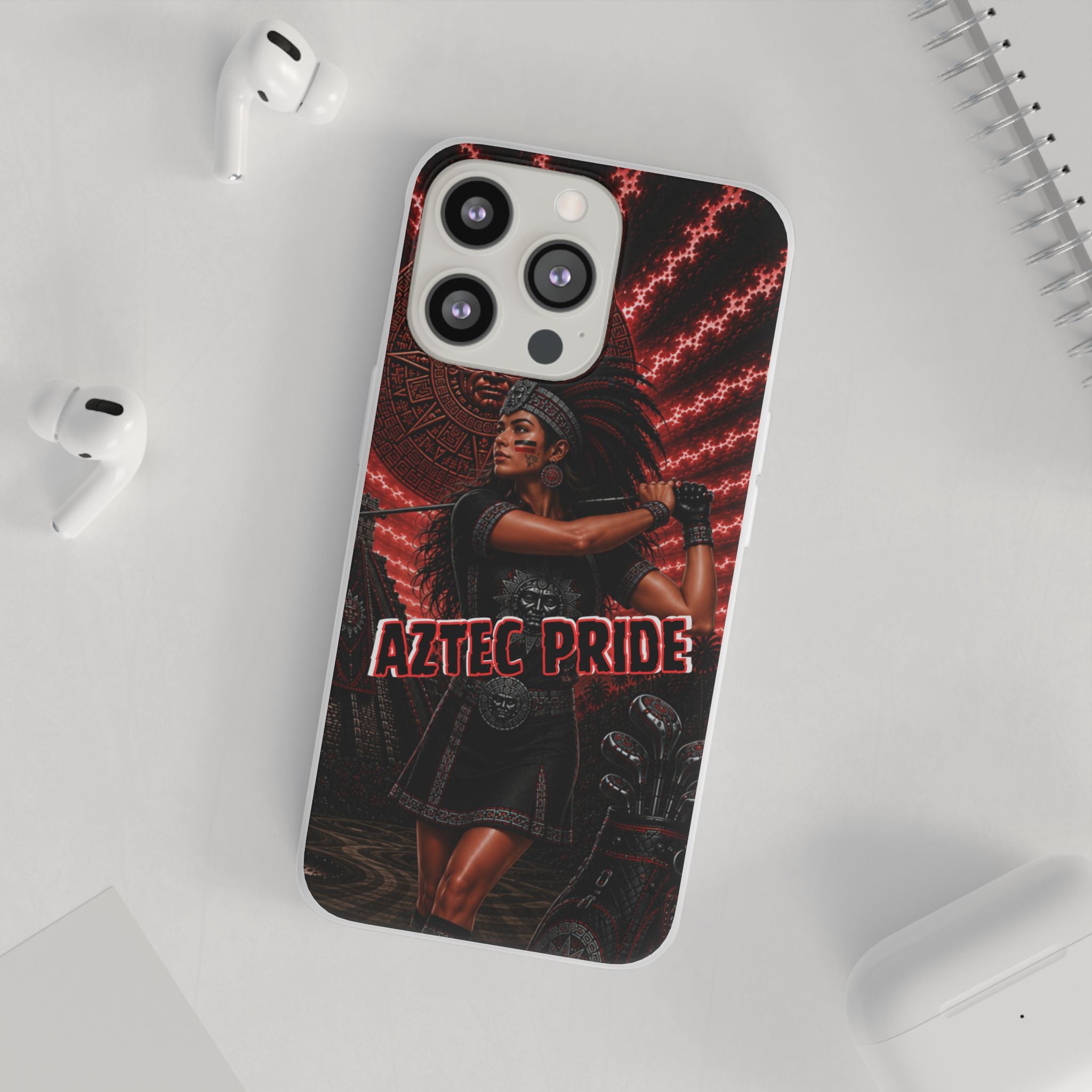 Aztec Golf Female Warrior – Flexi Phone Case (iPhone & Samsung • Clear TPU • Made & Shipped in the USA • 🚚 FREE USA Shipping • Personalized Option)