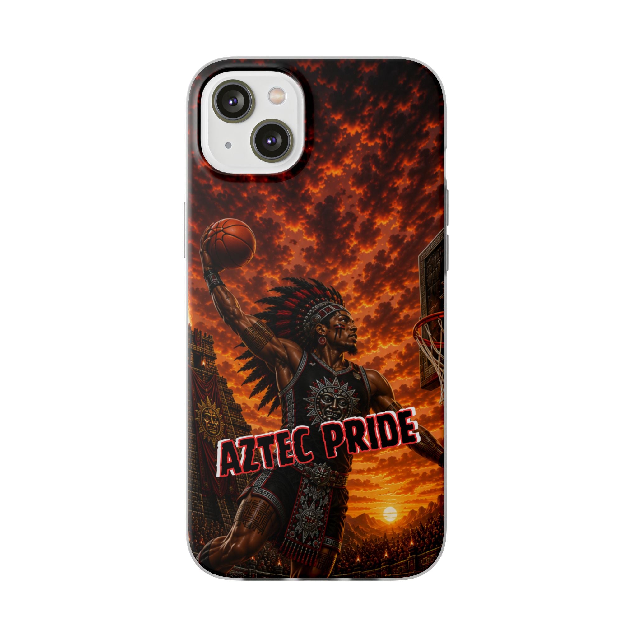 Aztec Basketball Male Warrior – Flexi Phone Case (iPhone & Samsung • Clear TPU • Made & Shipped in the USA • 🚚 FREE USA Shipping • Personalized Option)