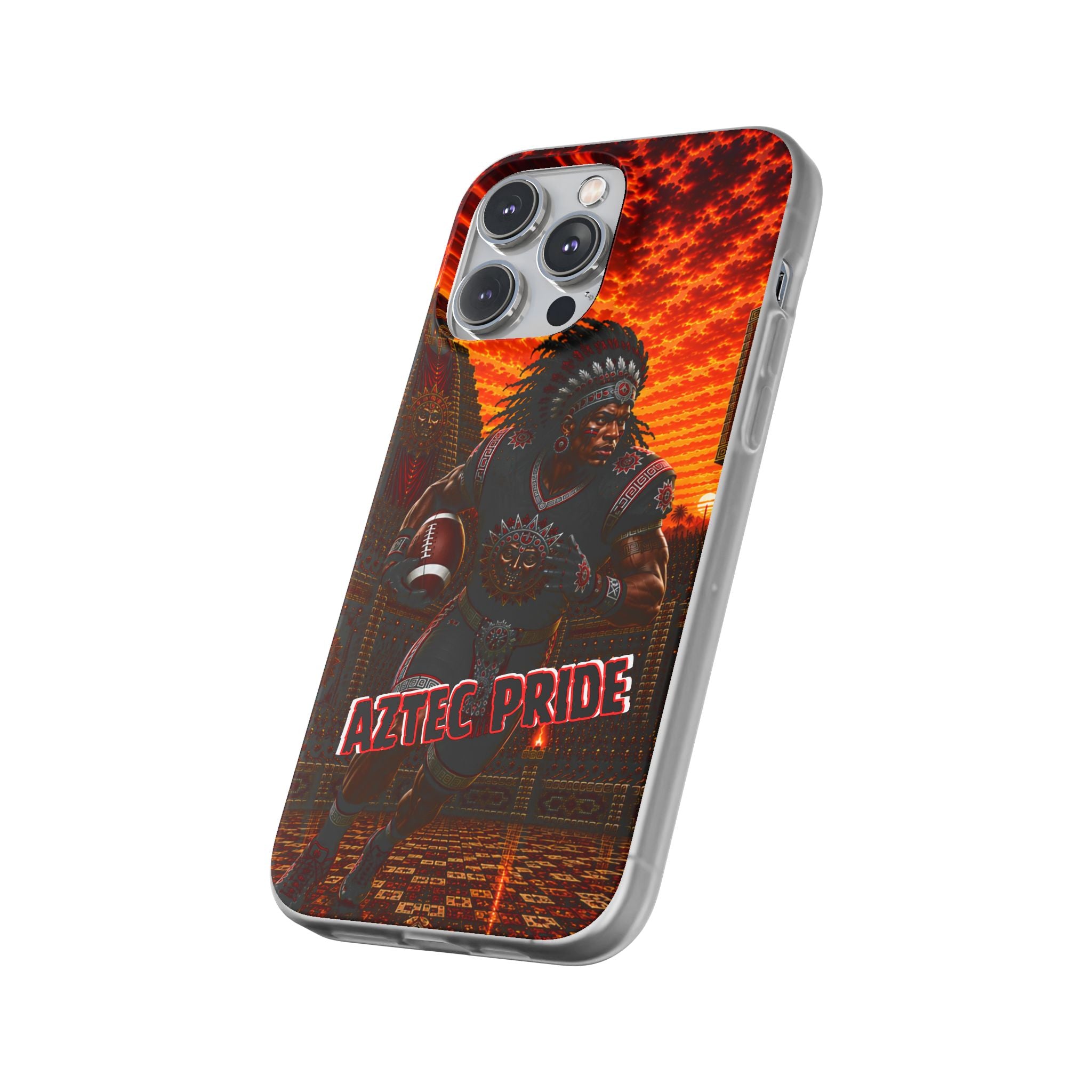 Aztec Football Warrior – Flexi Phone Case (iPhone & Samsung • Clear TPU • Made & Shipped in the USA • 🚚 FREE USA Shipping • Personalized Option)