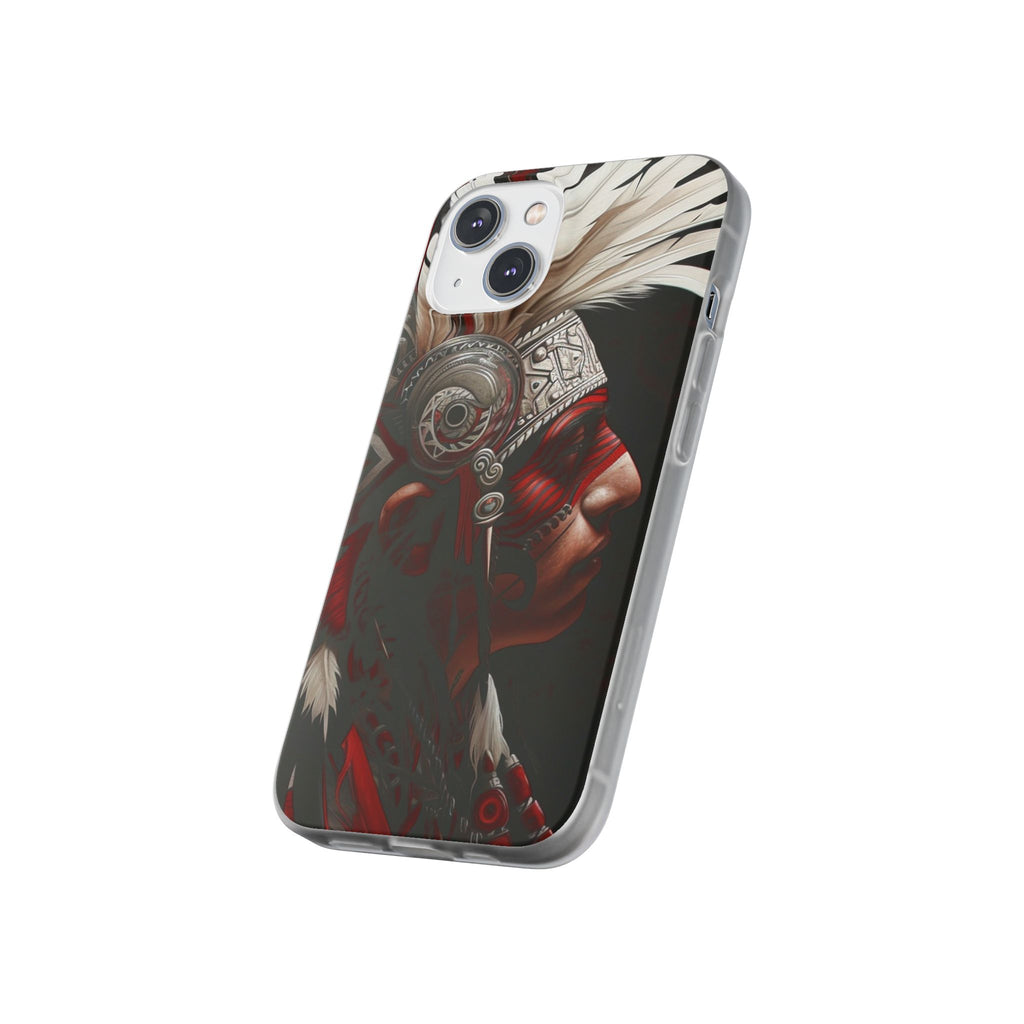 Aztec Warrior King – Flexi Phone Case (iPhone & Samsung • Clear TPU • Made in USA • Personalized Option)