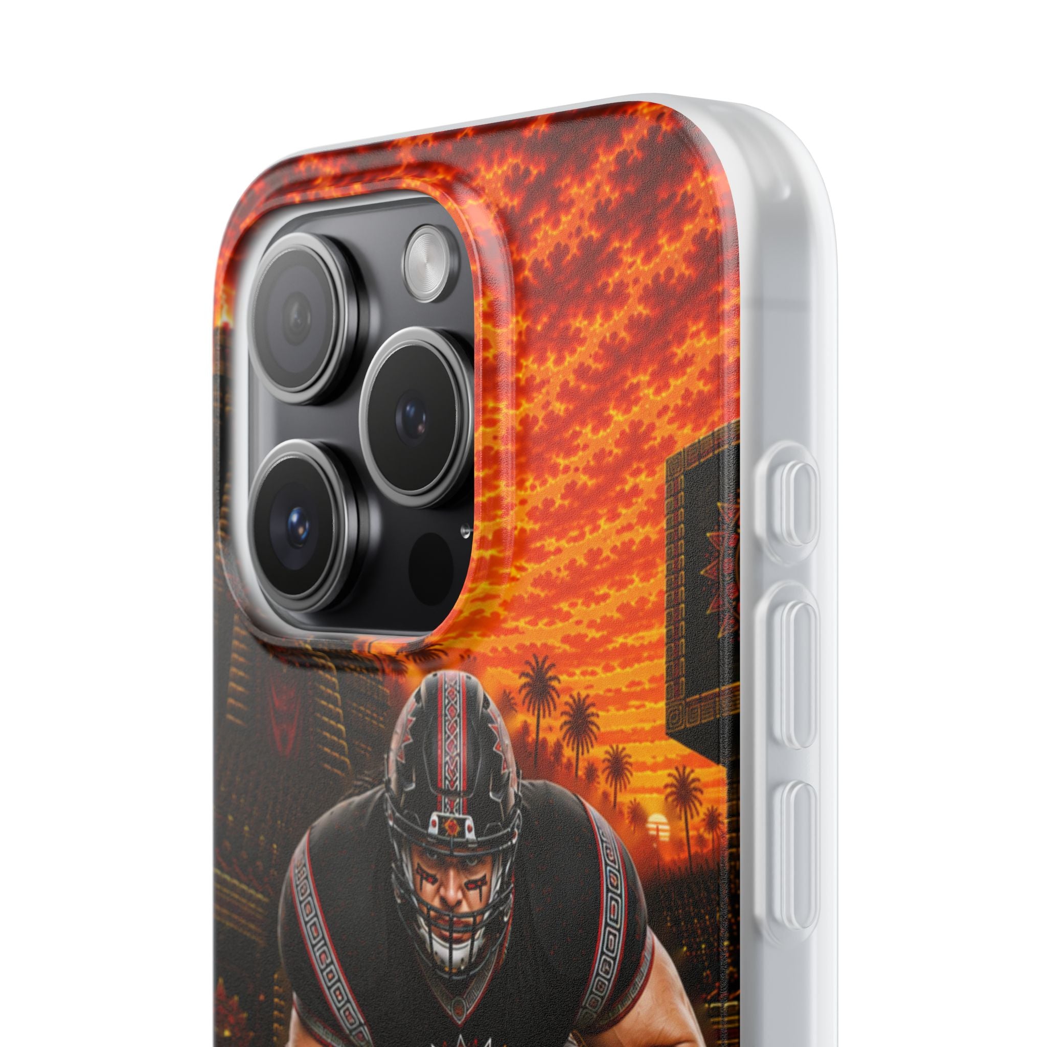 Aztec Football Warrior – Flexi Phone Case (iPhone & Samsung • Clear TPU • Made & Shipped in the USA • 🚚 FREE USA Shipping • Personalized Option)