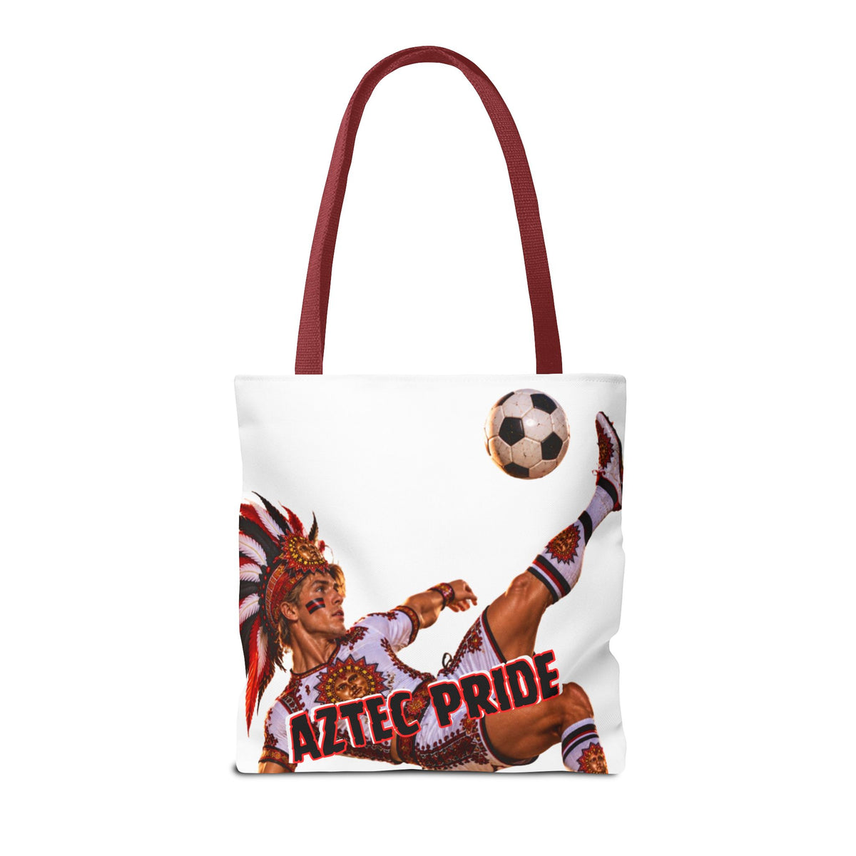 Aztec Soccer Warrior Tote Bag | Aztec-Inspired AI Art • Made & Shipped in the USA • 🚚 FREE USA Shipping • FREE Personalization