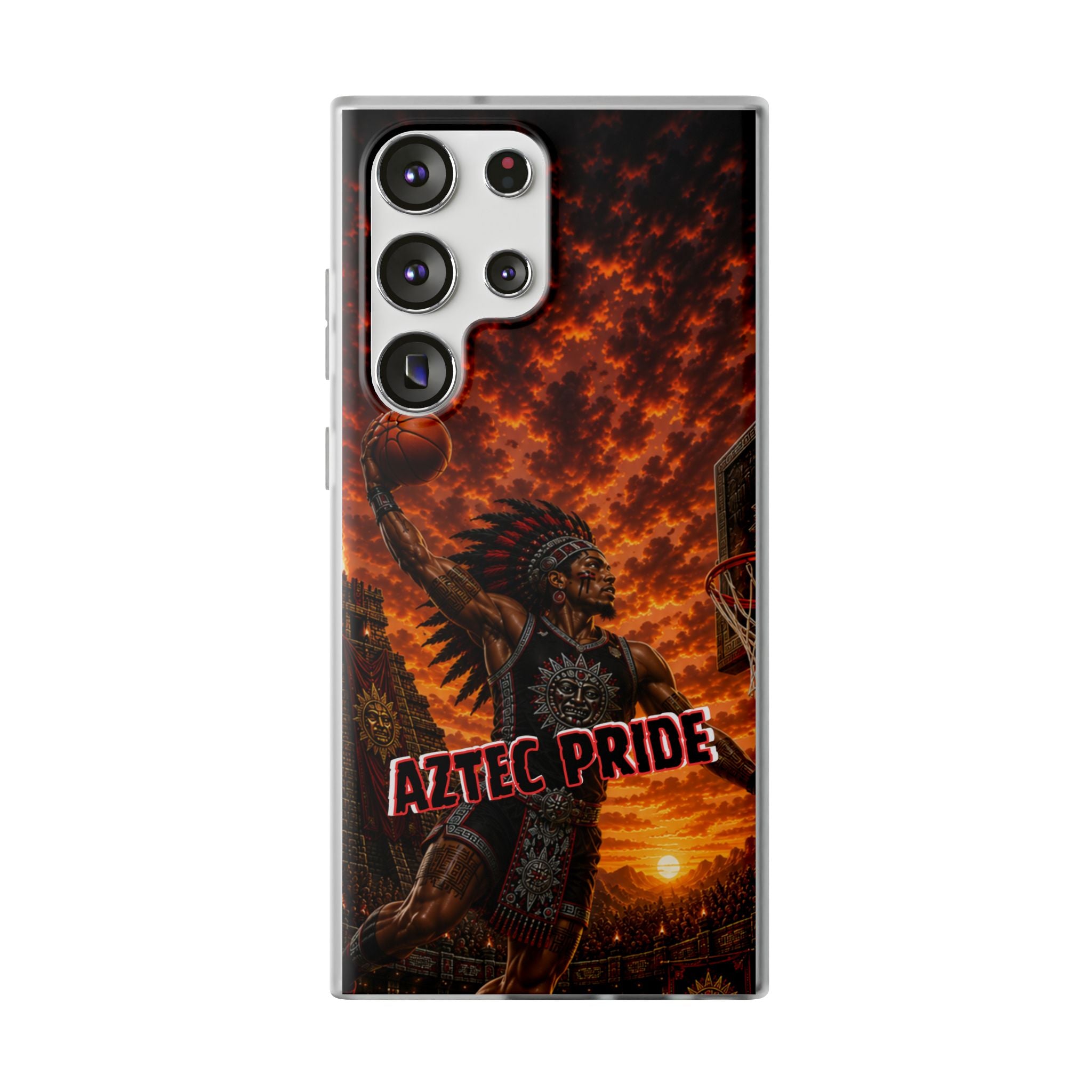 Aztec Basketball Male Warrior – Flexi Phone Case (iPhone & Samsung • Clear TPU • Made & Shipped in the USA • 🚚 FREE USA Shipping • Personalized Option)