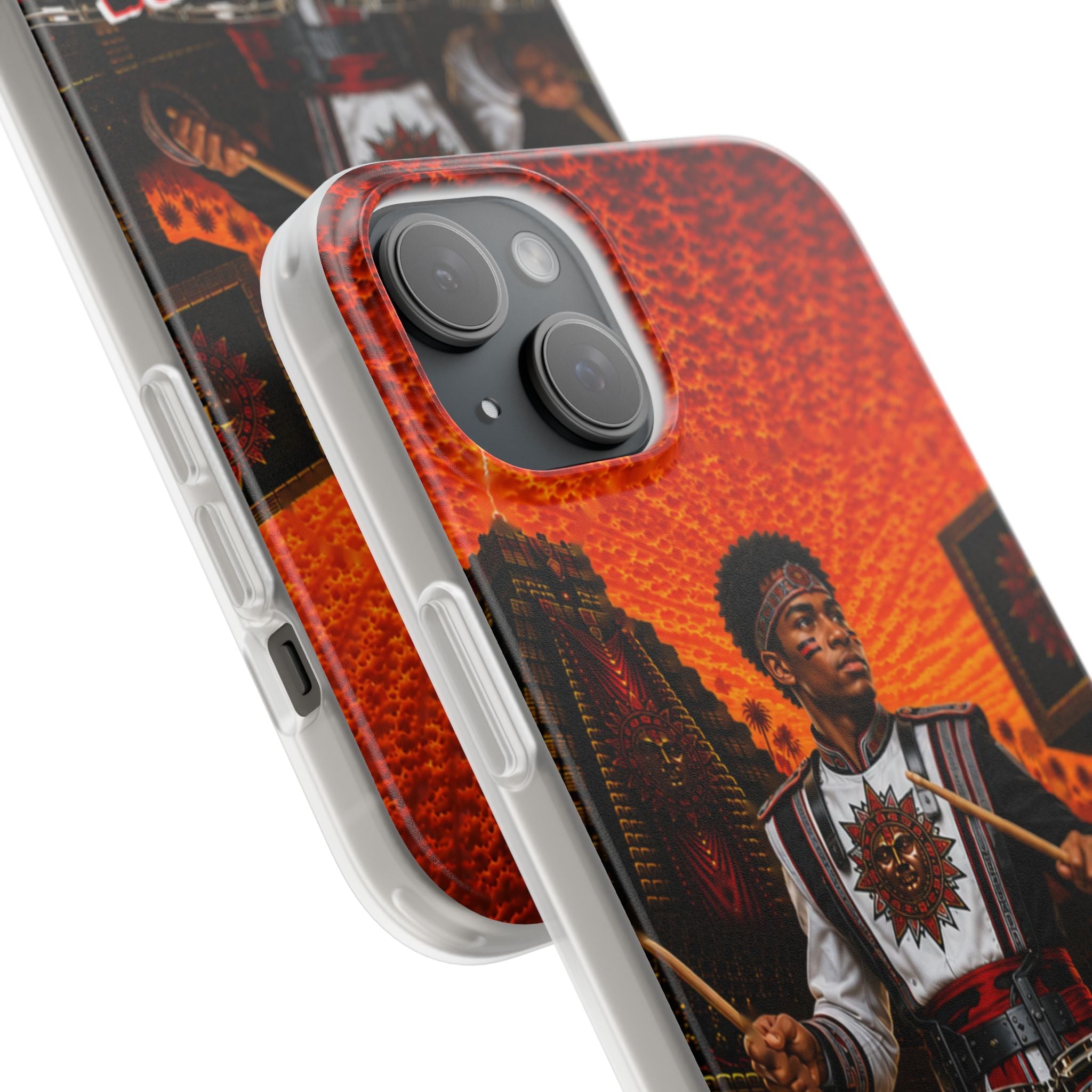 Aztec Band Warrior – Flexi Phone Case (iPhone & Samsung • Clear TPU • Made & Shipped in the USA • 🚚 FREE USA Shipping • Personalized Option)