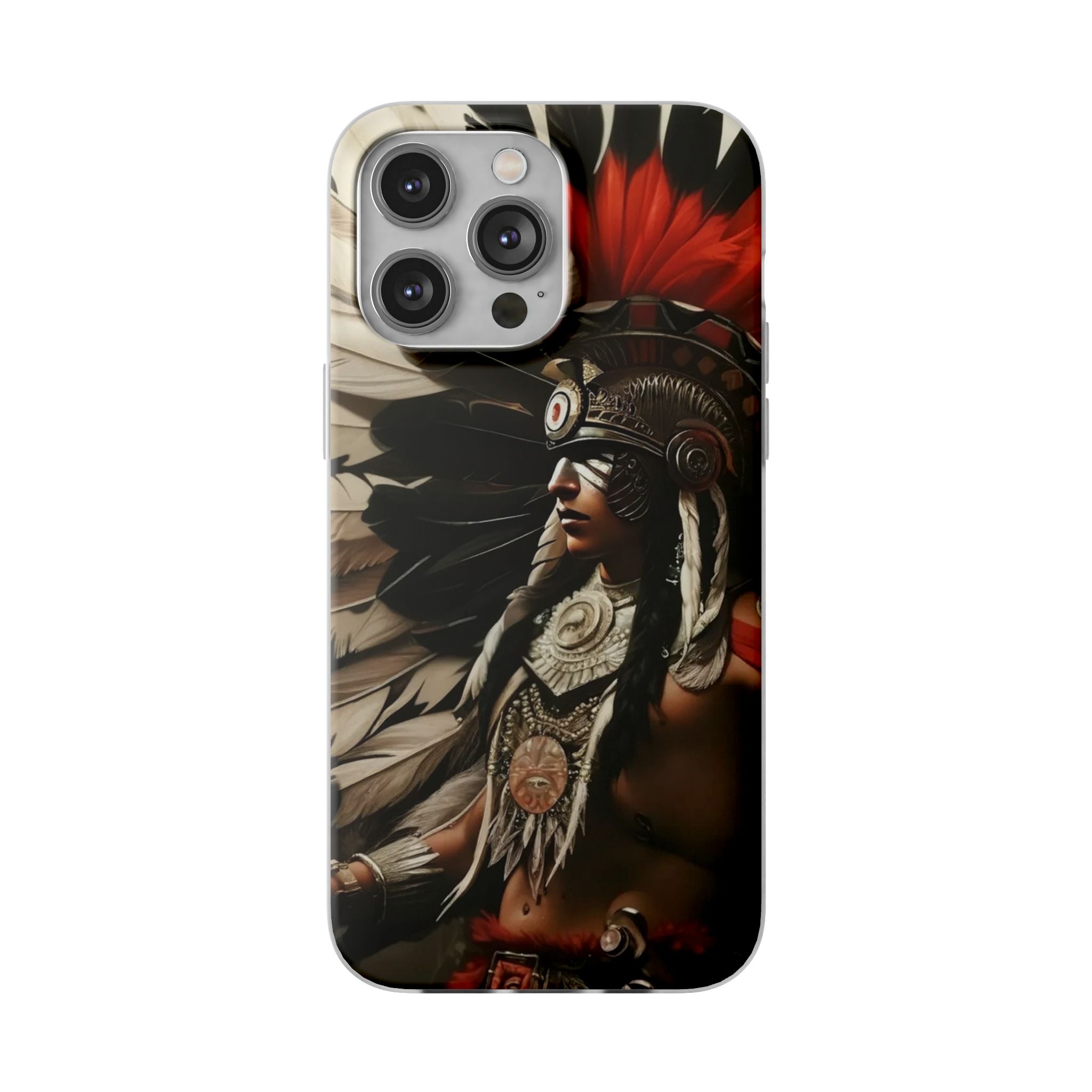 Aztec Fierce Warrior – Flexi Phone Case (iPhone & Samsung • Clear TPU • Made in USA • Personalized Option)
