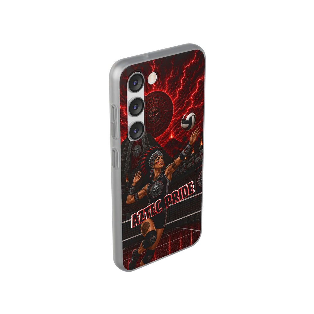 Aztec Volleyball Warrior – Flexi Phone Case (iPhone & Samsung • Clear TPU • Made & Shipped in the USA • 🚚 FREE USA Shipping • Personalized Option)
