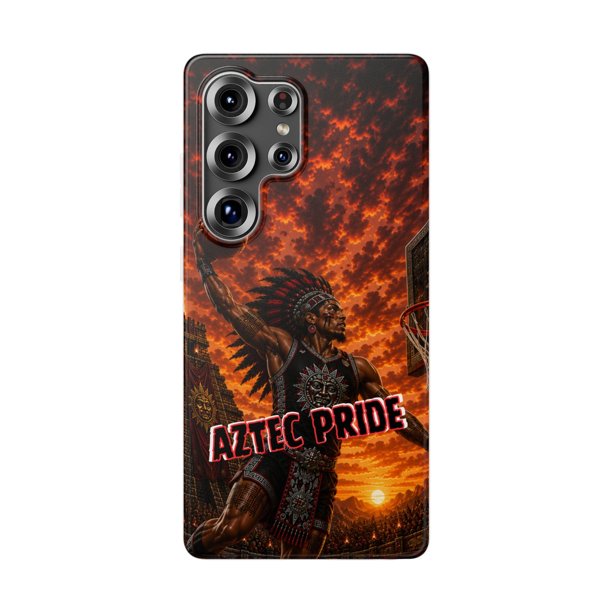 Aztec Basketball Male Warrior – Flexi Phone Case (iPhone & Samsung • Clear TPU • Made & Shipped in the USA • 🚚 FREE USA Shipping • Personalized Option)