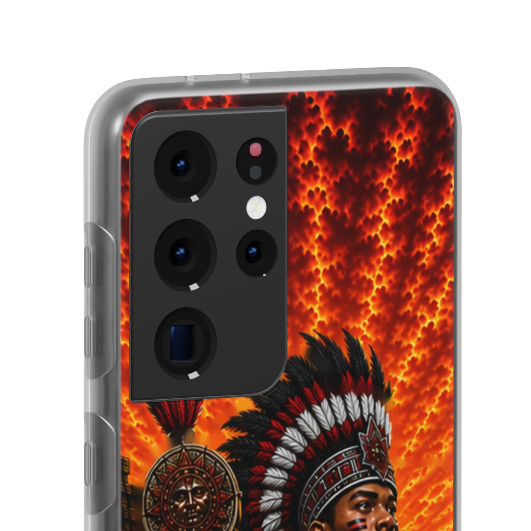 Aztec Drum Major Warrior – Flexi Phone Case (iPhone & Samsung • Clear TPU • Made & Shipped in the USA • 🚚 FREE USA Shipping • Personalized Option)