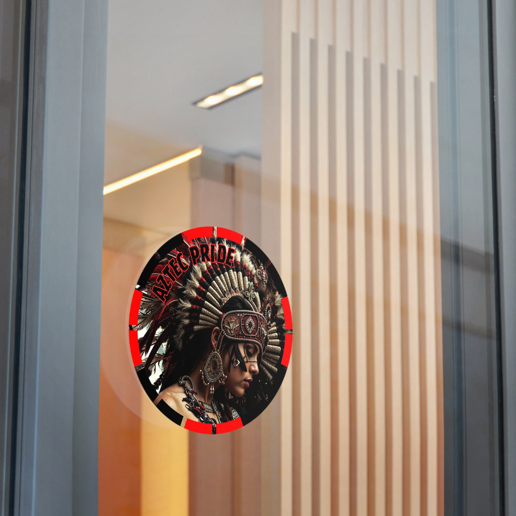 Aztec Goddess Spirit Round Vinyl Sticker – Waterproof Matte Decal (2”–6”)