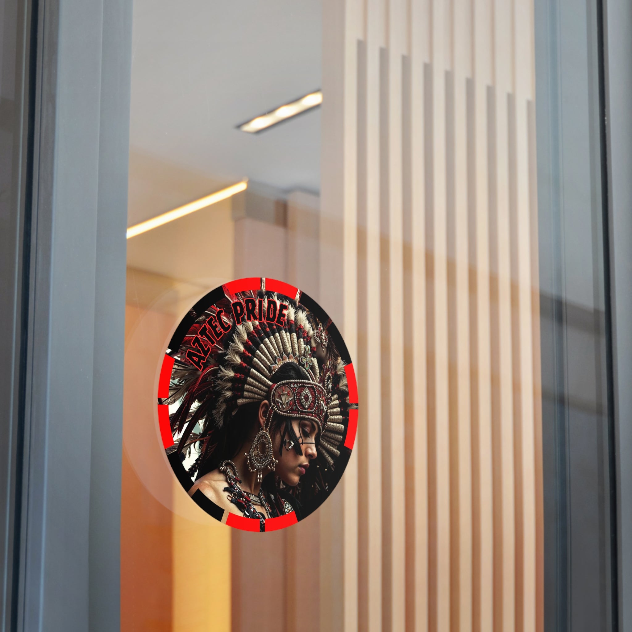 Aztec Goddess Spirit Round Vinyl Sticker – Waterproof Matte Decal (2”–6”)