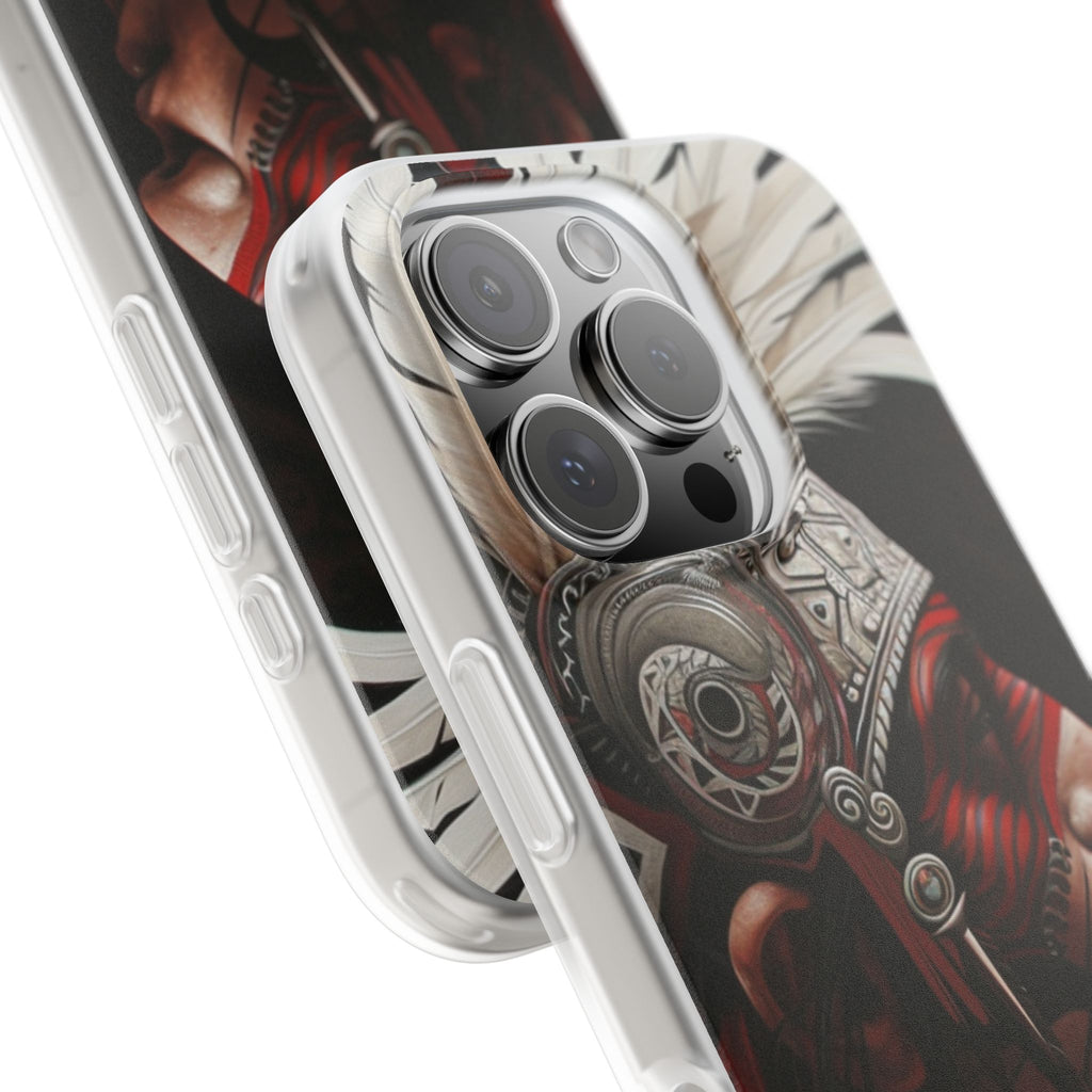 Aztec Warrior King – Flexi Phone Case (iPhone & Samsung • Clear TPU • Made in USA • Personalized Option)