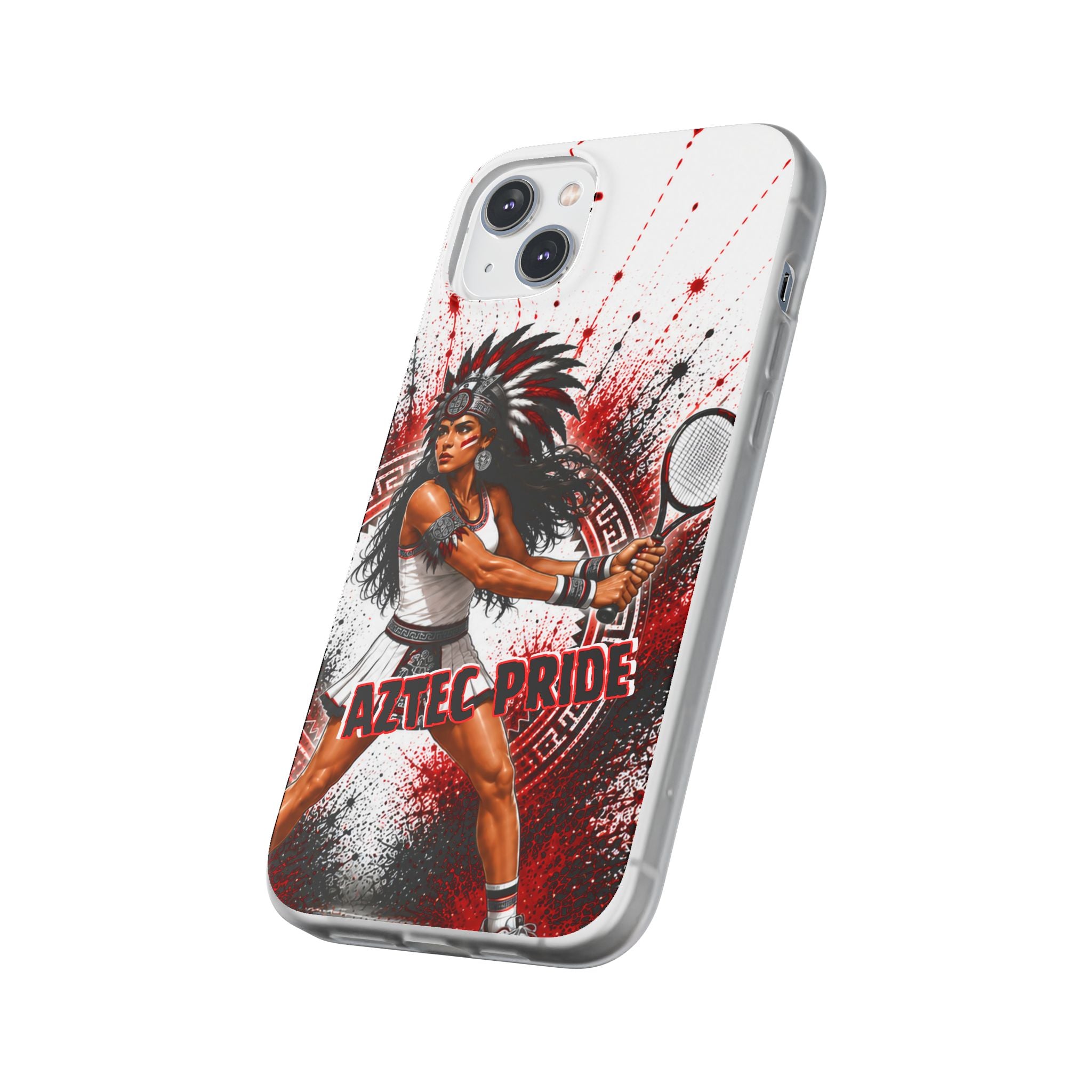 Aztec Tennis Female Warrior – Flexi Phone Case (iPhone & Samsung • Clear TPU • Made & Shipped in the USA • 🚚 FREE USA Shipping • Personalized Option)