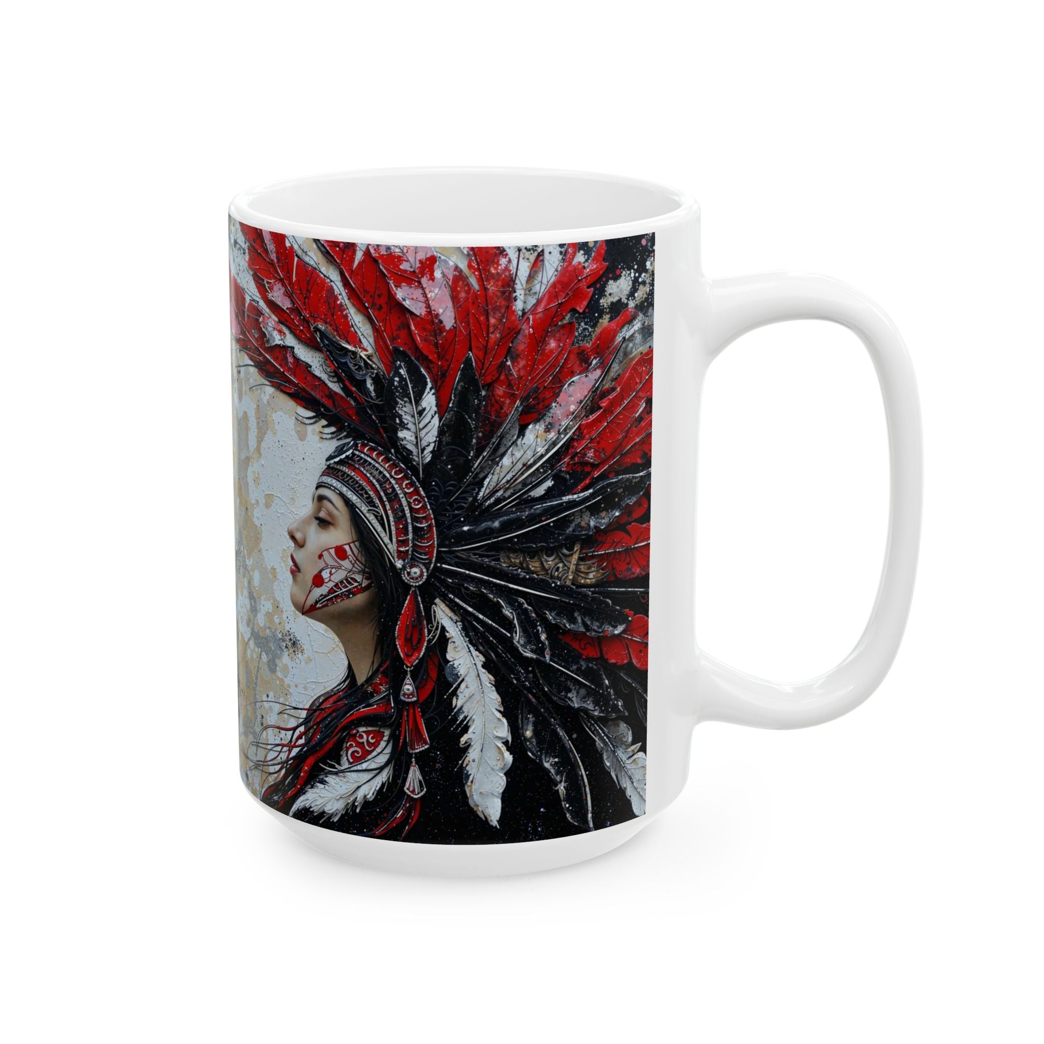 Aztec Silent Goddess – Ceramic Mug (11oz, 15oz • Dishwasher & Microwave Safe • Made in USA • Personalized Option)