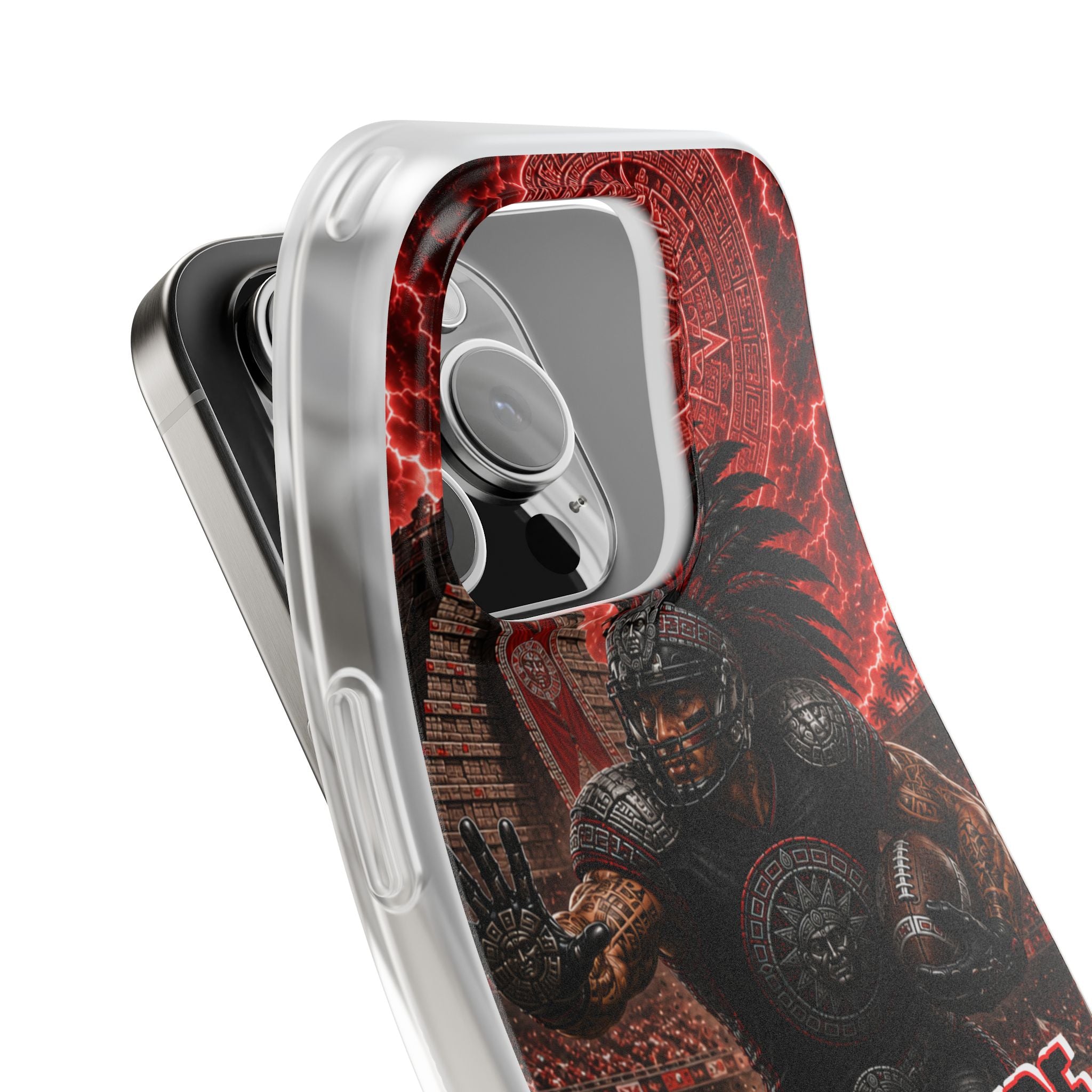 Aztec Football Warrior – Flexi Phone Case (iPhone & Samsung • Clear TPU • Made in USA • Personalized Option)