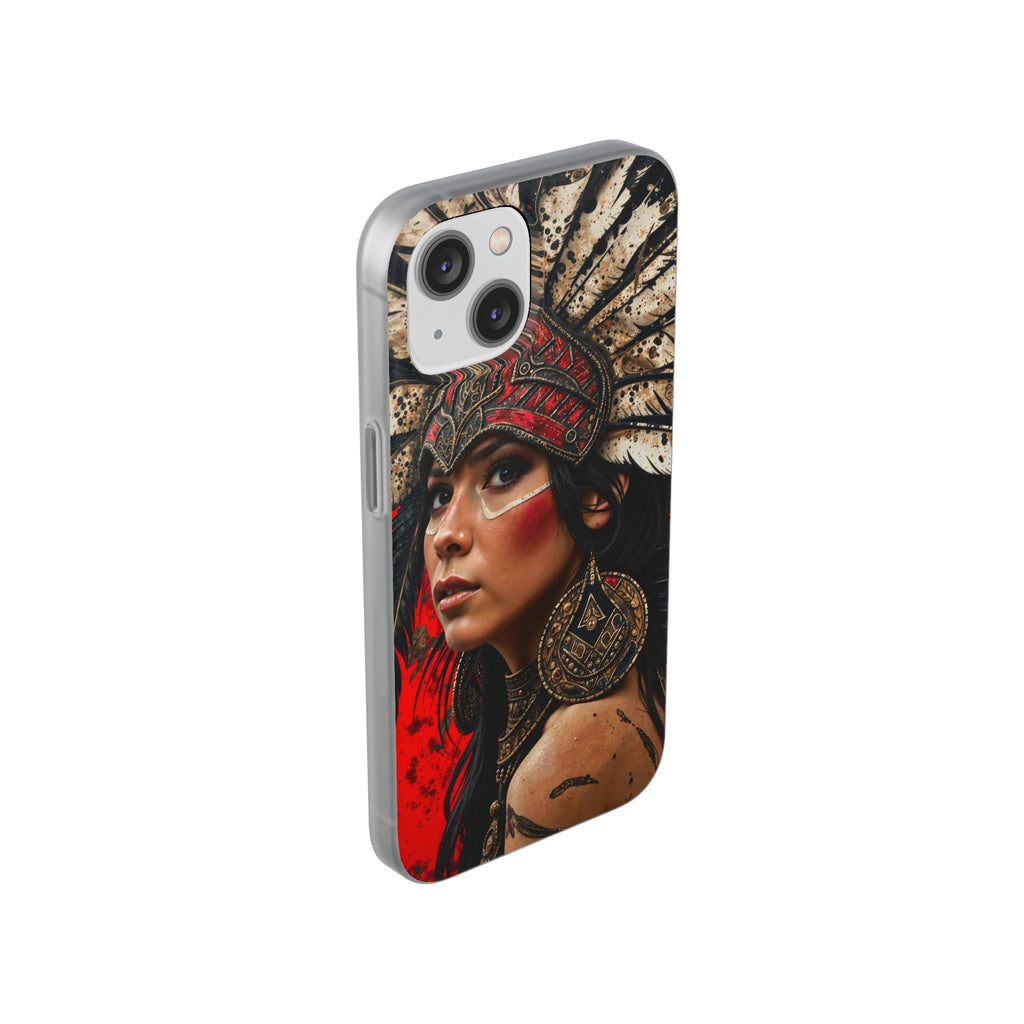 Aztec Moon Goddess – Flexi Phone Case (iPhone & Samsung • Clear TPU • Made in USA • Personalized Option)
