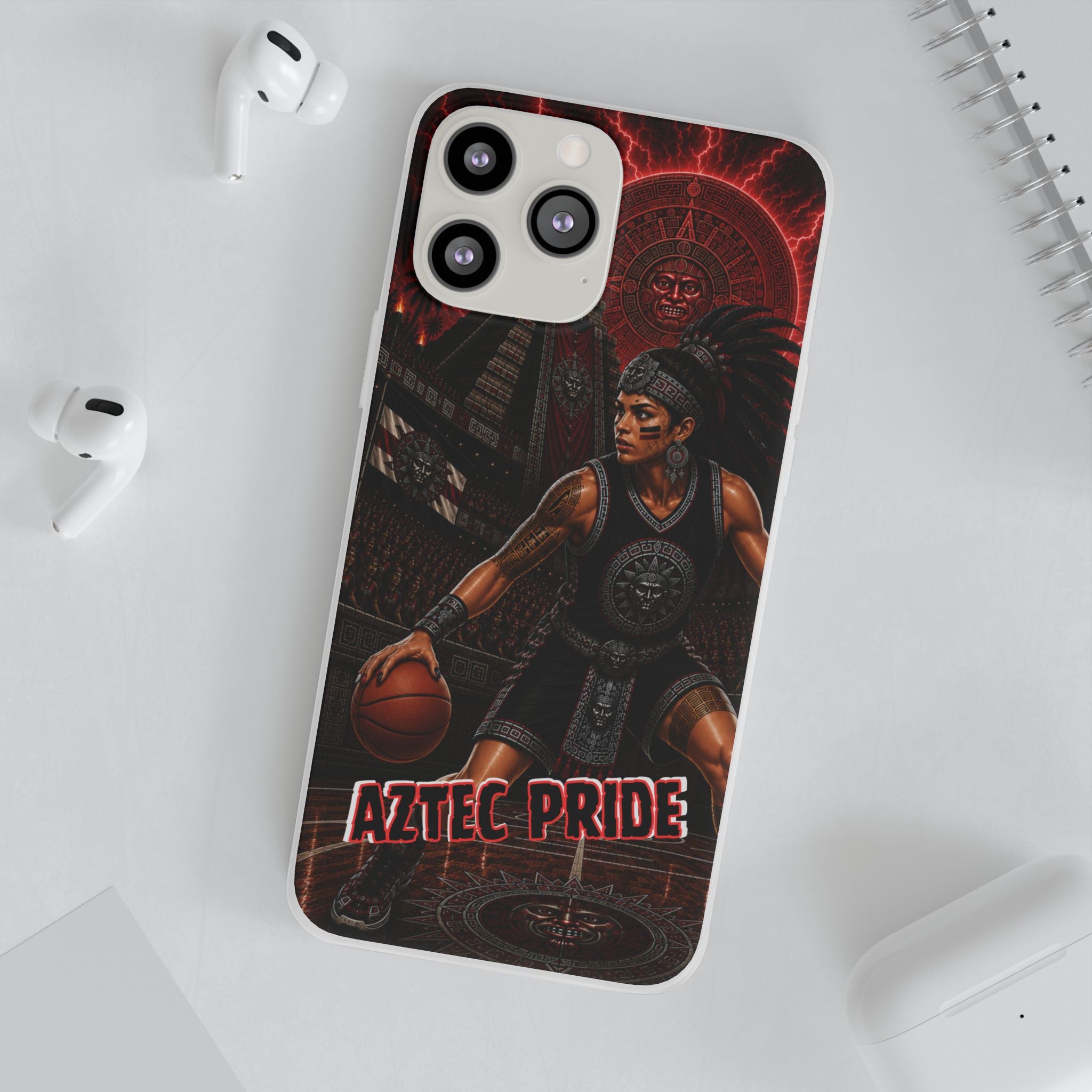Aztec Basketball Female Warrior – Flexi Phone Case (iPhone & Samsung • Clear TPU • Made & Shipped in the USA • 🚚 FREE USA Shipping • Personalized Option)
