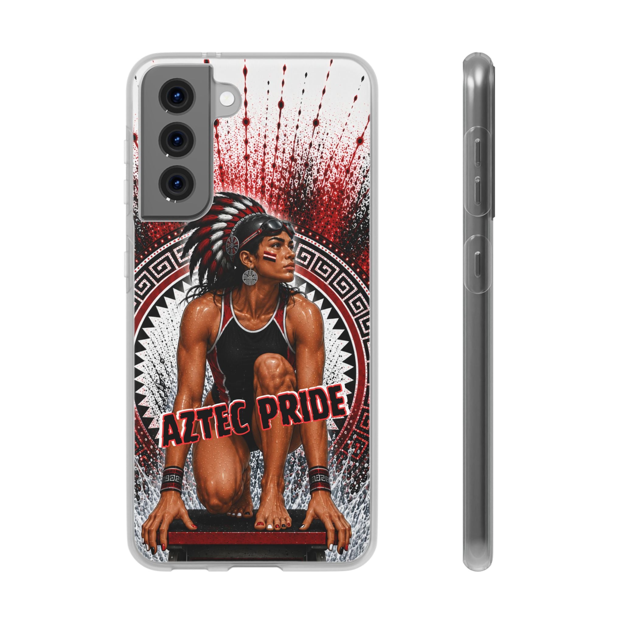 Aztec Swim & Dive Warrior – Flexi Phone Case (iPhone & Samsung • Clear TPU • Made & Shipped in the USA • 🚚 FREE USA Shipping • Personalized Option)