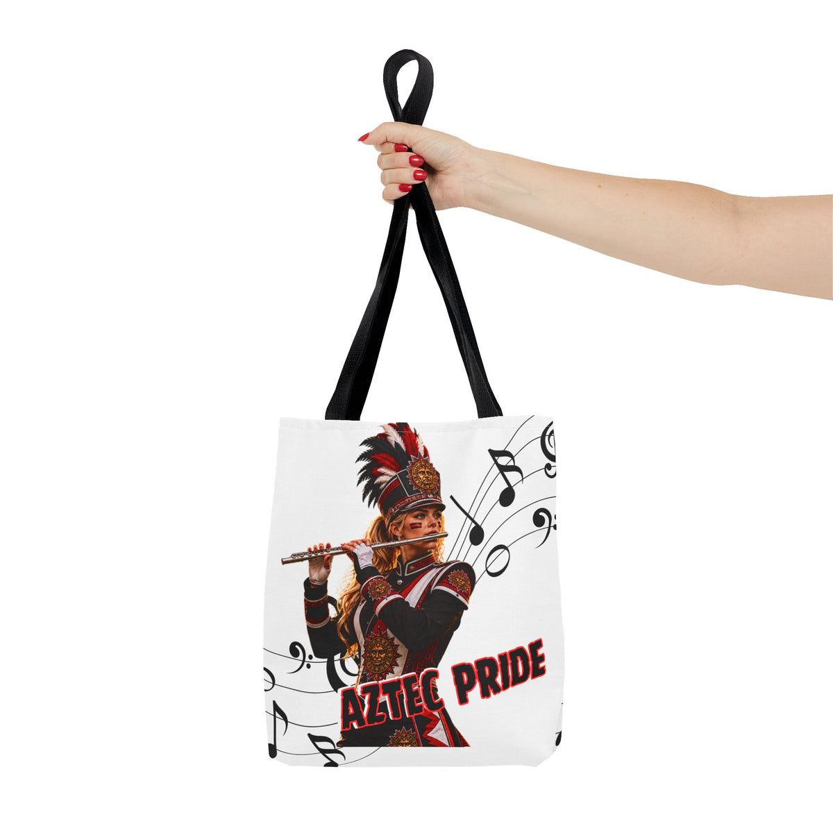 Aztec Flute Warrior Tote Bag | Aztec-Inspired AI Art • Made & Shipped in the USA • 🚚 FREE USA Shipping • FREE Personalization