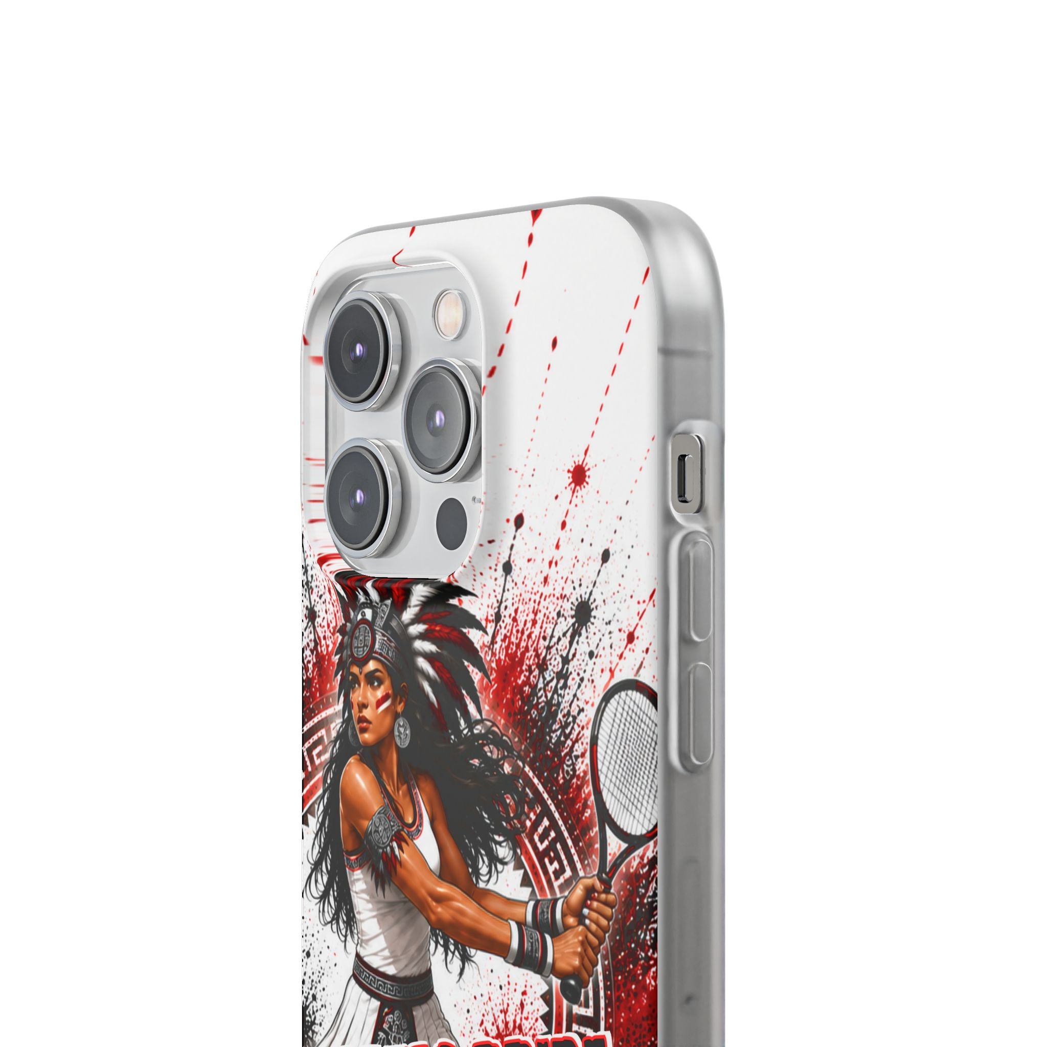 Aztec Tennis Female Warrior – Flexi Phone Case (iPhone & Samsung • Clear TPU • Made & Shipped in the USA • 🚚 FREE USA Shipping • Personalized Option)