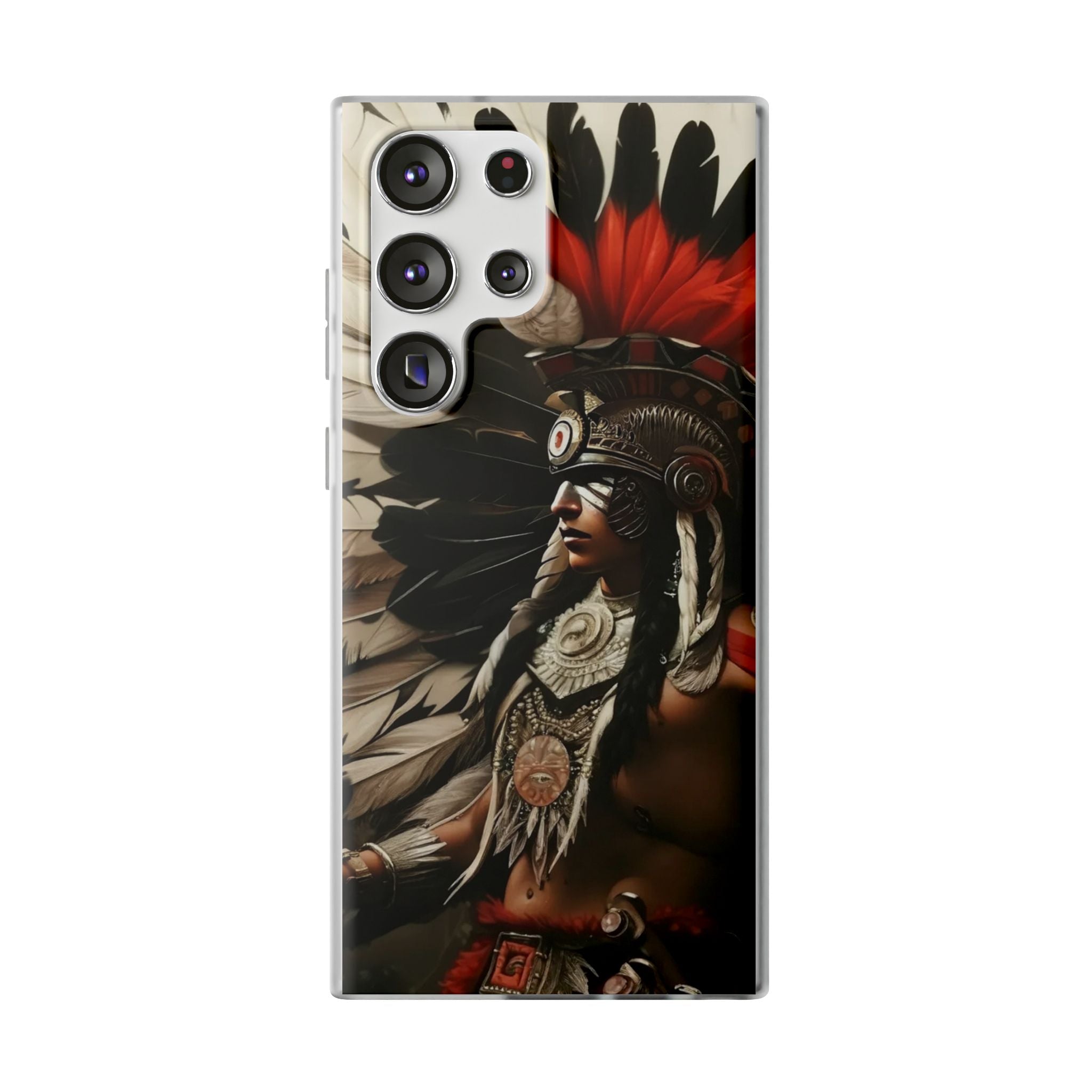 Aztec Fierce Warrior – Flexi Phone Case (iPhone & Samsung • Clear TPU • Made in USA • Personalized Option)