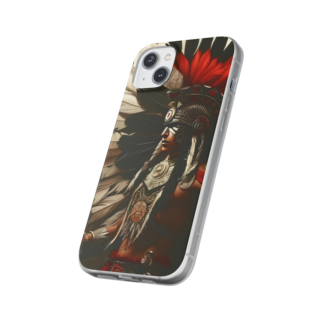 Aztec Fierce Warrior – Flexi Phone Case (iPhone & Samsung • Clear TPU • Made in USA • Personalized Option)