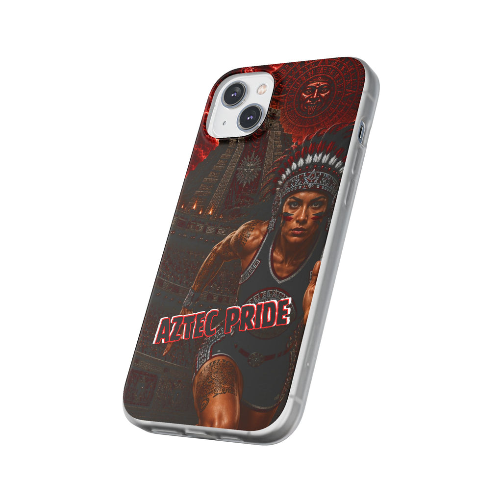 Aztec Track & Field Female Warrior – Flexi Phone Case (iPhone & Samsung • Clear TPU • Made & Shipped in the USA • 🚚 FREE USA Shipping • Personalized Option)