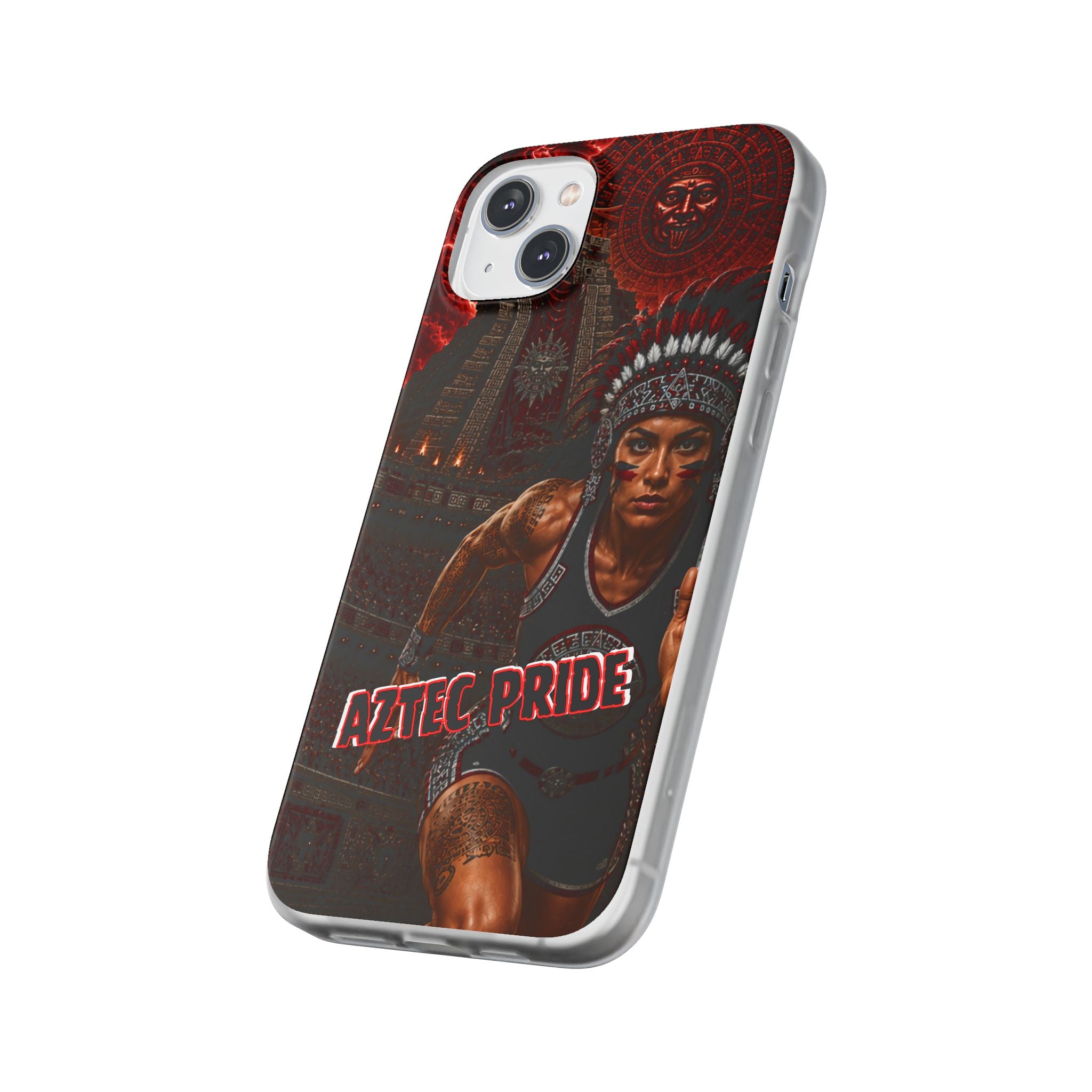 Aztec Track & Field Female Warrior – Flexi Phone Case (iPhone & Samsung • Clear TPU • Made & Shipped in the USA • 🚚 FREE USA Shipping • Personalized Option)