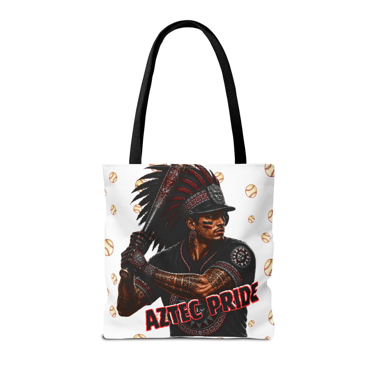 Aztec Baseball Warrior Tote Bag | Aztec-Inspired AI Art • Made & Shipped in the USA • 🚚 FREE USA Shipping • FREE Personalization