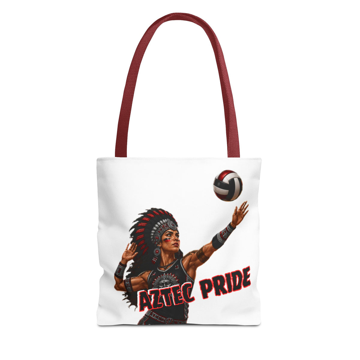 Aztec Volleyball Warrior Tote Bag | Aztec-Inspired AI Art • Made & Shipped in the USA • 🚚 FREE USA Shipping • FREE Personalization