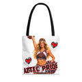 Aztec Cheerleader Warrior Tote Bag | Aztec-Inspired AI Art • Made & Shipped in the USA • 🚚 FREE USA Shipping • FREE Personalization