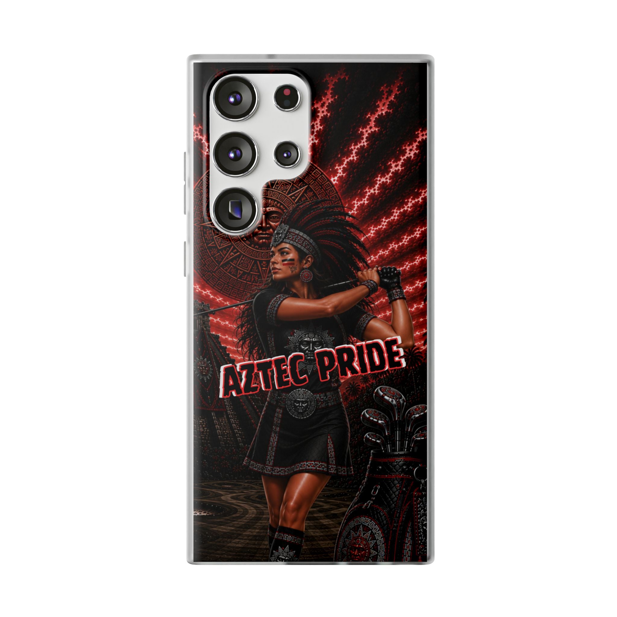 Aztec Golf Female Warrior – Flexi Phone Case (iPhone & Samsung • Clear TPU • Made & Shipped in the USA • 🚚 FREE USA Shipping • Personalized Option)
