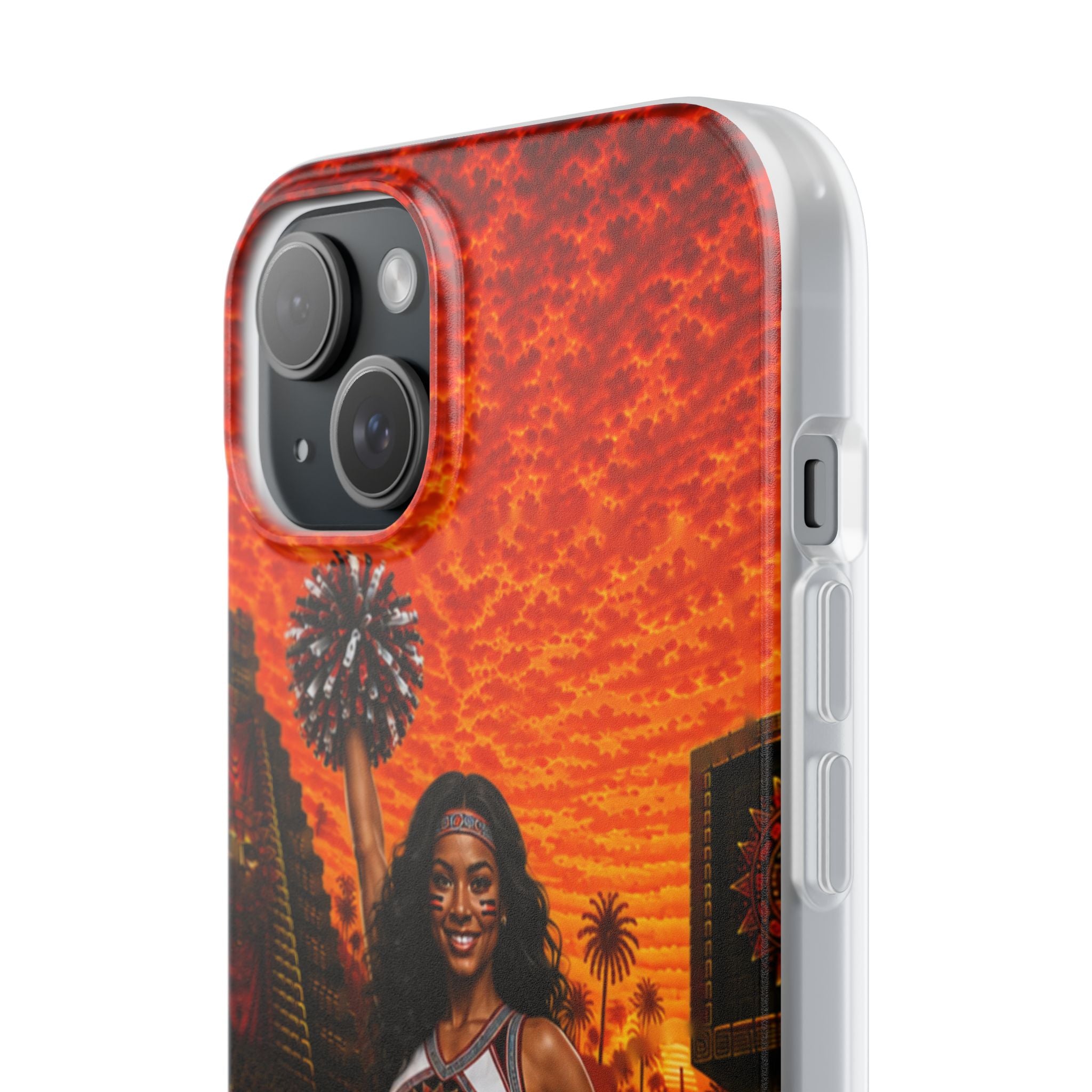 Aztec Cheerleader Warrior – Flexi Phone Case (iPhone & Samsung • Clear TPU • Made & Shipped in the USA • 🚚 FREE USA Shipping • Personalized Option)