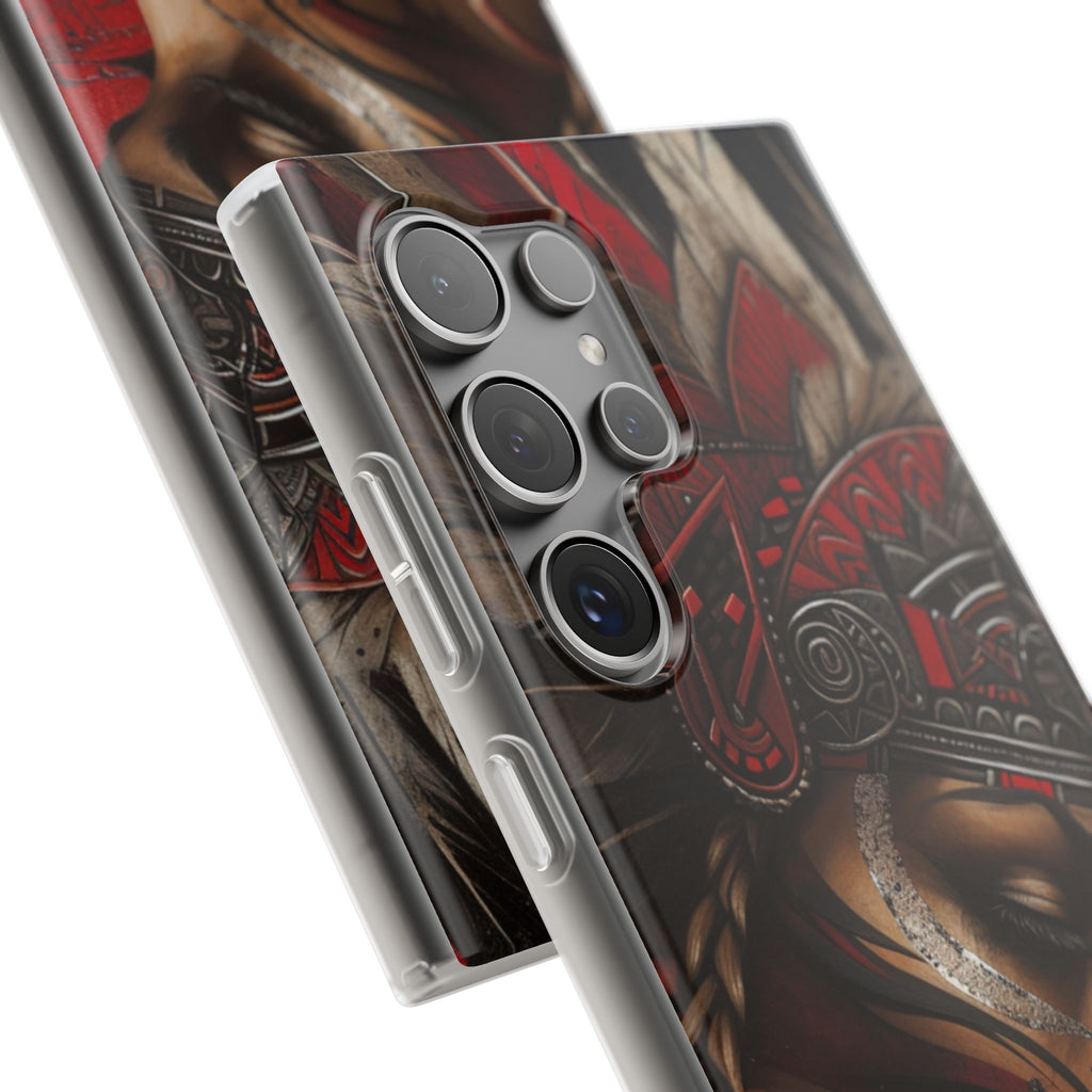 Aztec Sun Goddess – Flexi Phone Case (iPhone & Samsung • Clear TPU • Made in USA • Personalized Option)