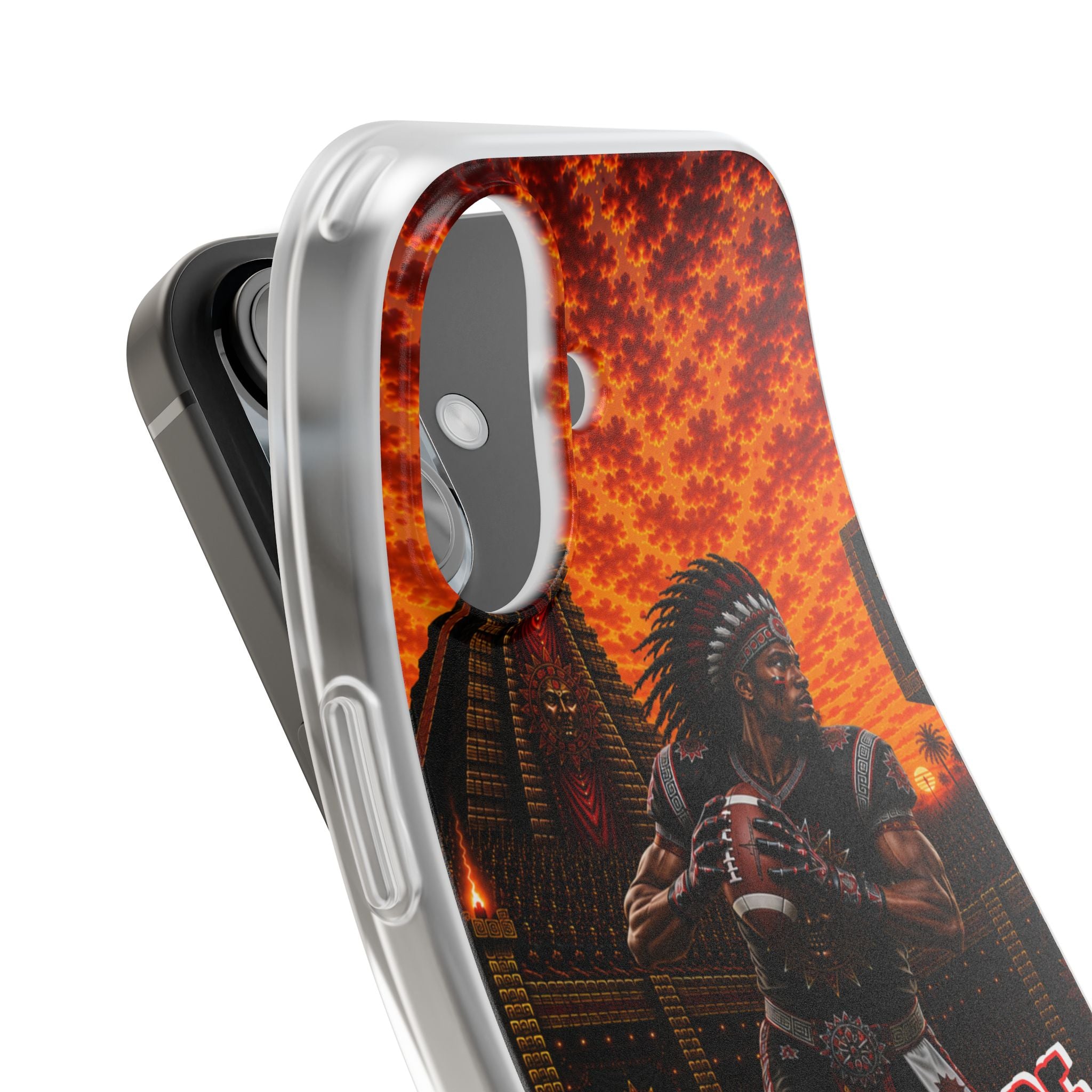 Aztec Football Warrior – Flexi Phone Case (iPhone & Samsung • Clear TPU • Made & Shipped in the USA • 🚚 FREE USA Shipping • Personalized Option)