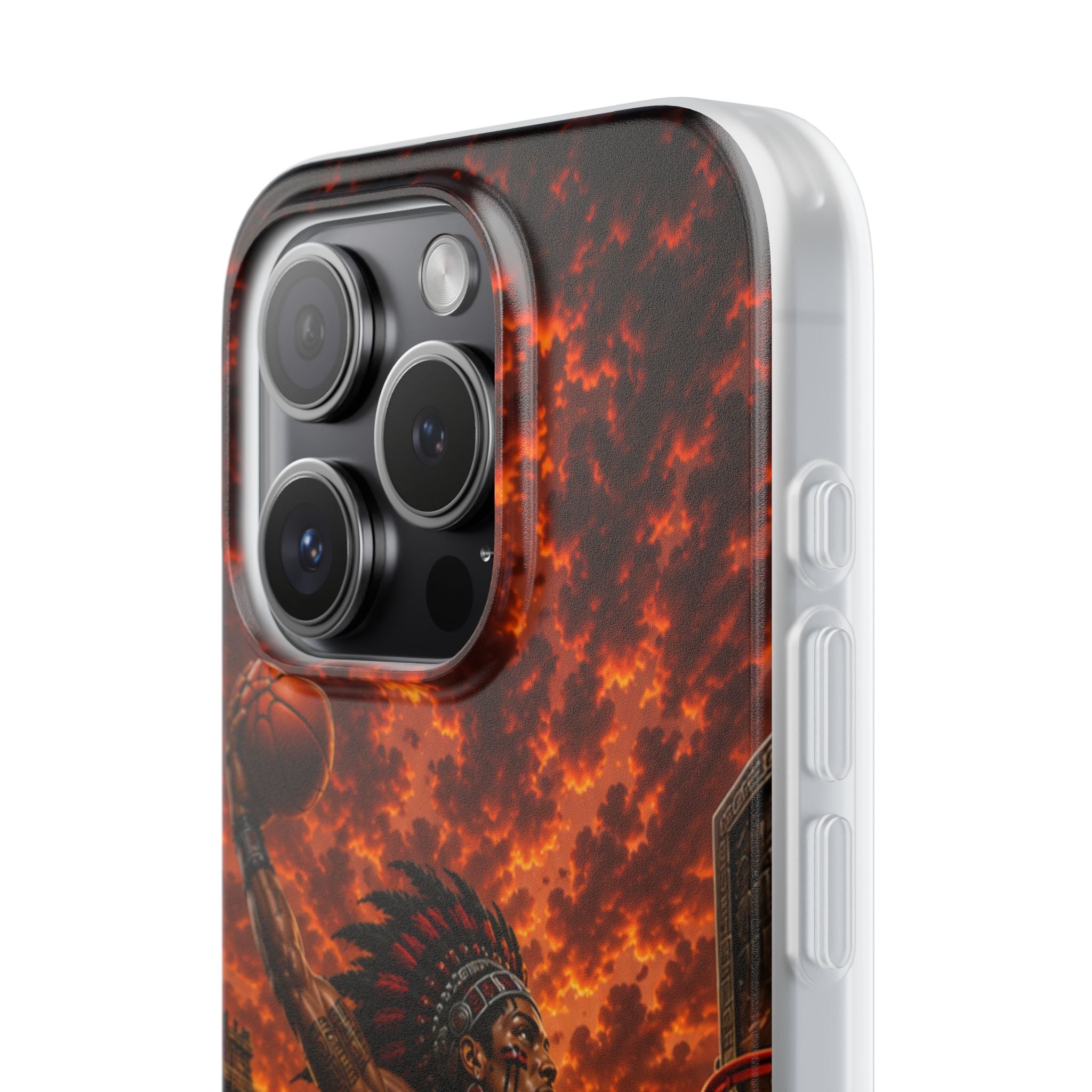 Aztec Basketball Male Warrior – Flexi Phone Case (iPhone & Samsung • Clear TPU • Made & Shipped in the USA • 🚚 FREE USA Shipping • Personalized Option)