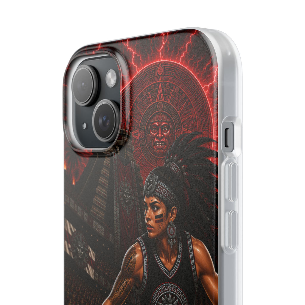 Aztec Basketball Female Warrior – Flexi Phone Case (iPhone & Samsung • Clear TPU • Made & Shipped in the USA • 🚚 FREE USA Shipping • Personalized Option)